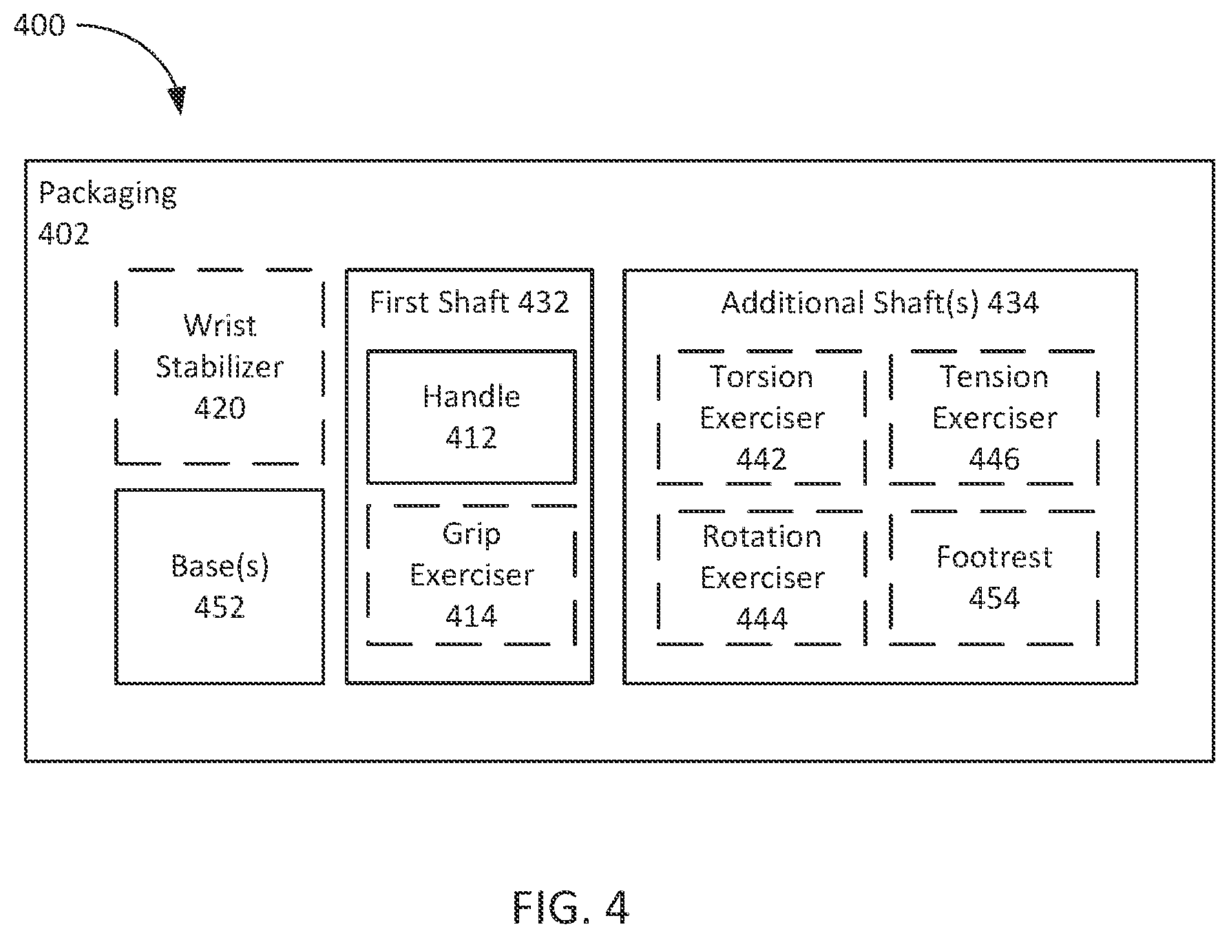 Patent US12376657 Figure 4 – Mobility assist device including exercising components, and systems and methods thereof