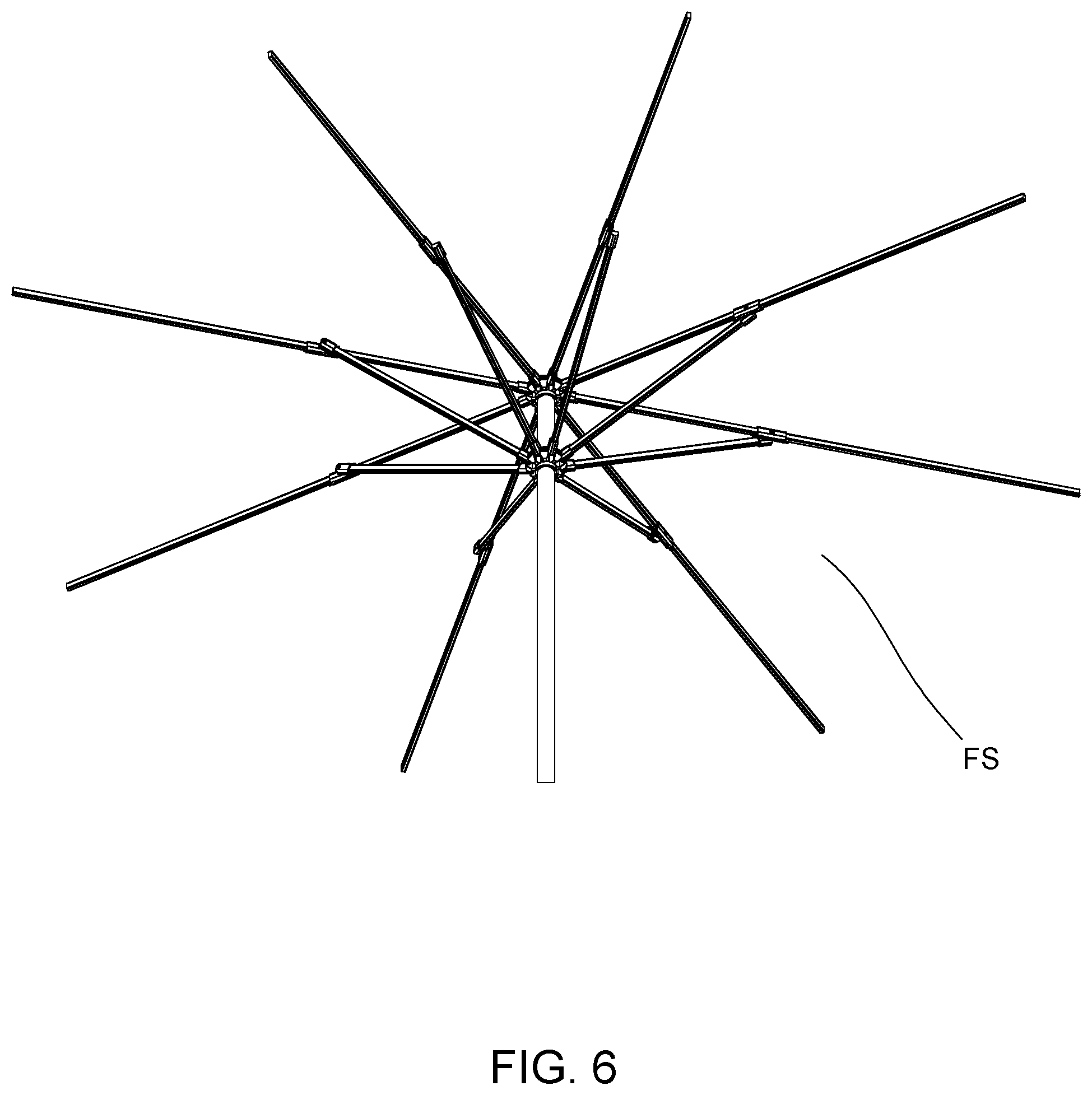 Patent US12376658 Figure 6 – Collapsible umbrella with quick connect rib sections