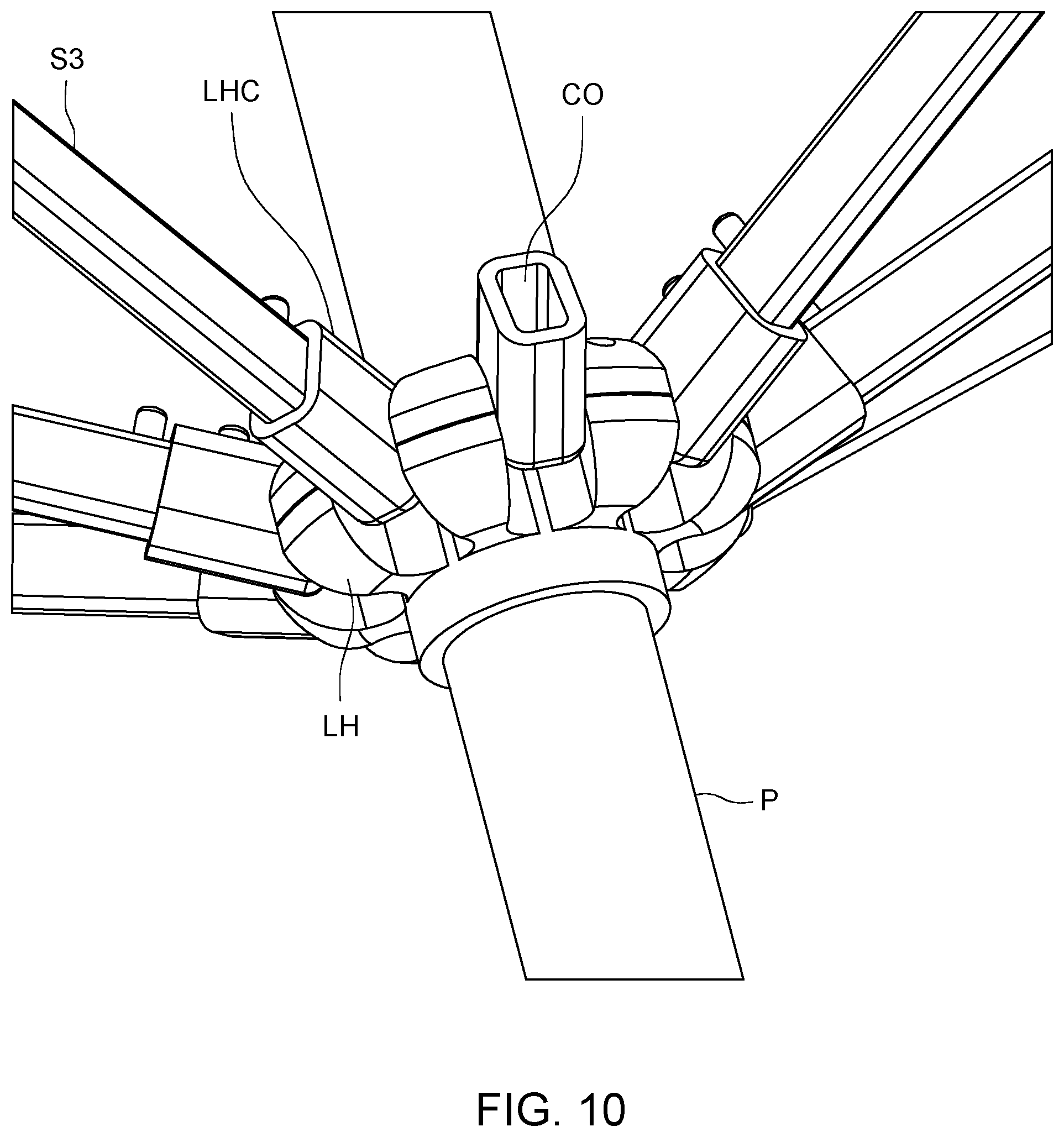 Patent US12376658 Figure 10 – Collapsible umbrella with quick connect rib sections