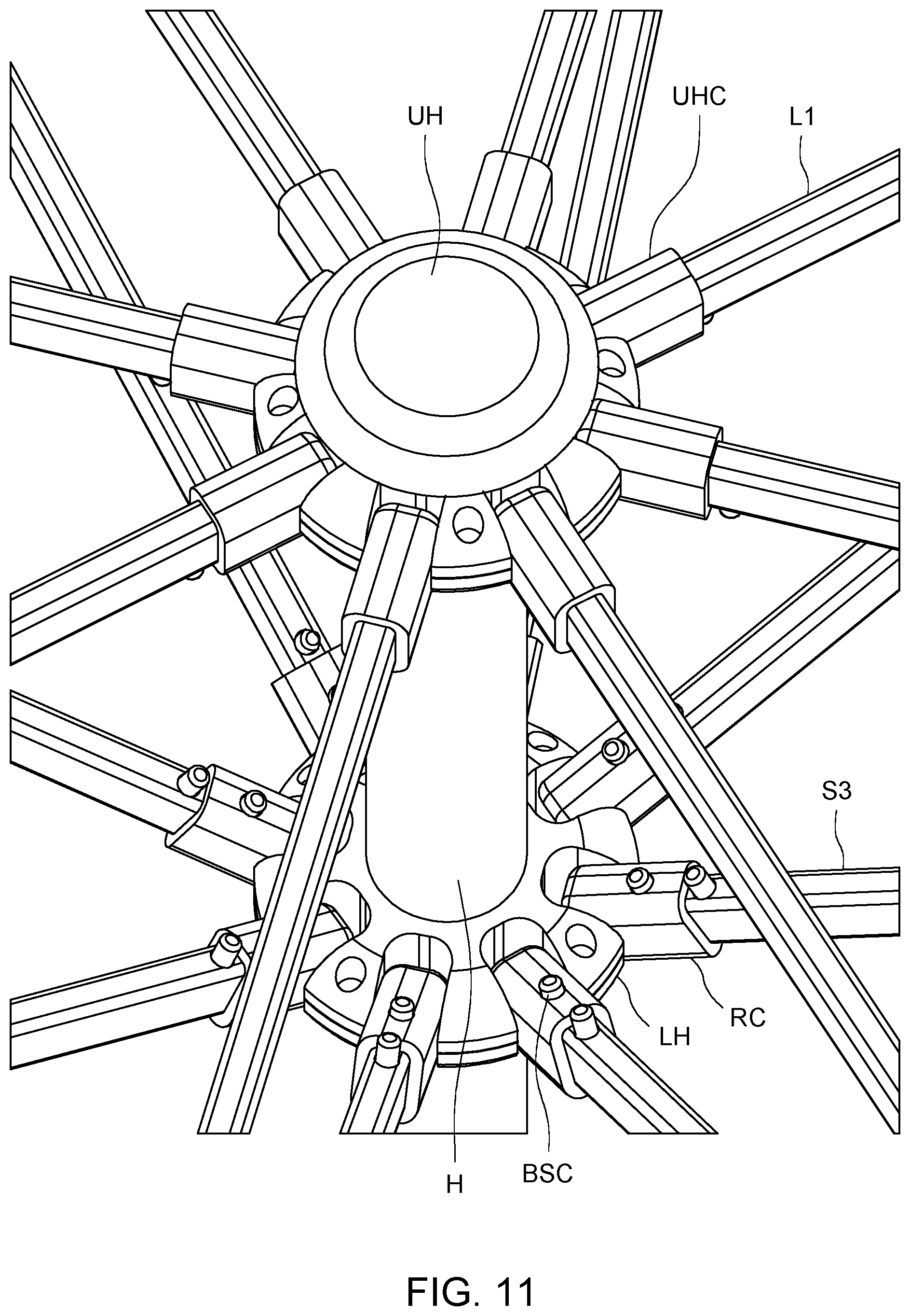 Patent US12376658 Figure 11 – Collapsible umbrella with quick connect rib sections