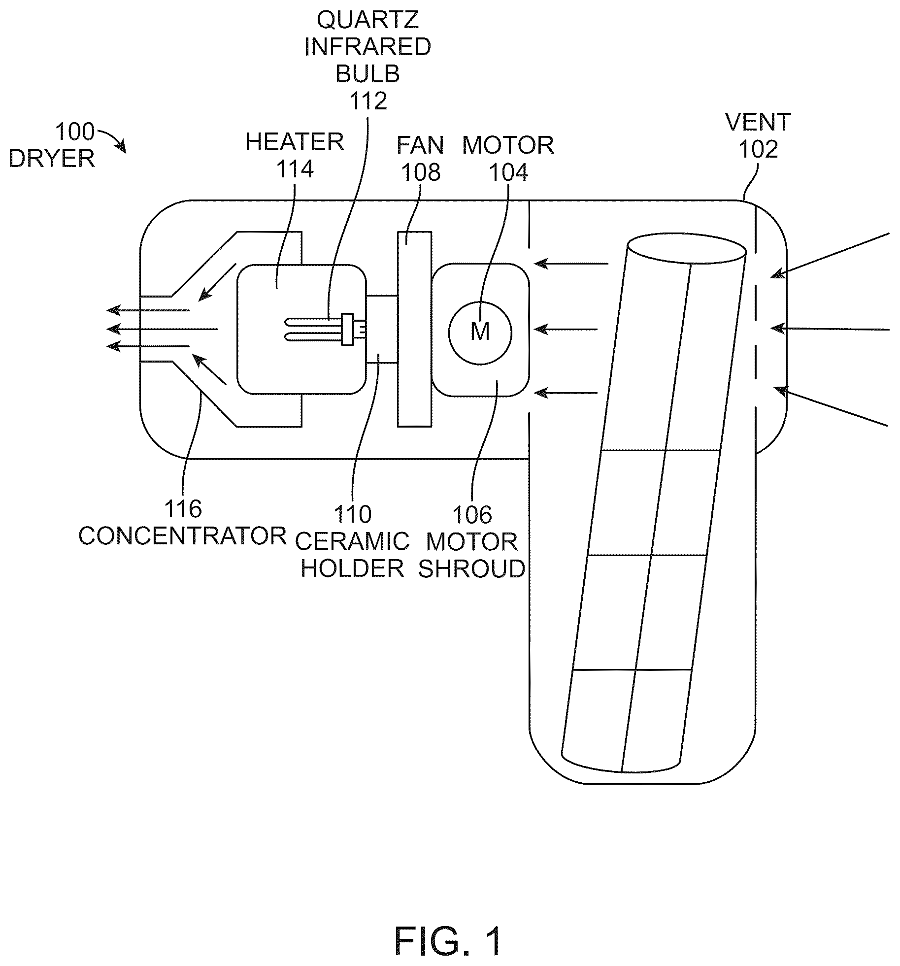 Patent US12376661 Figure 1 – System and method for an enhanced hair dryer