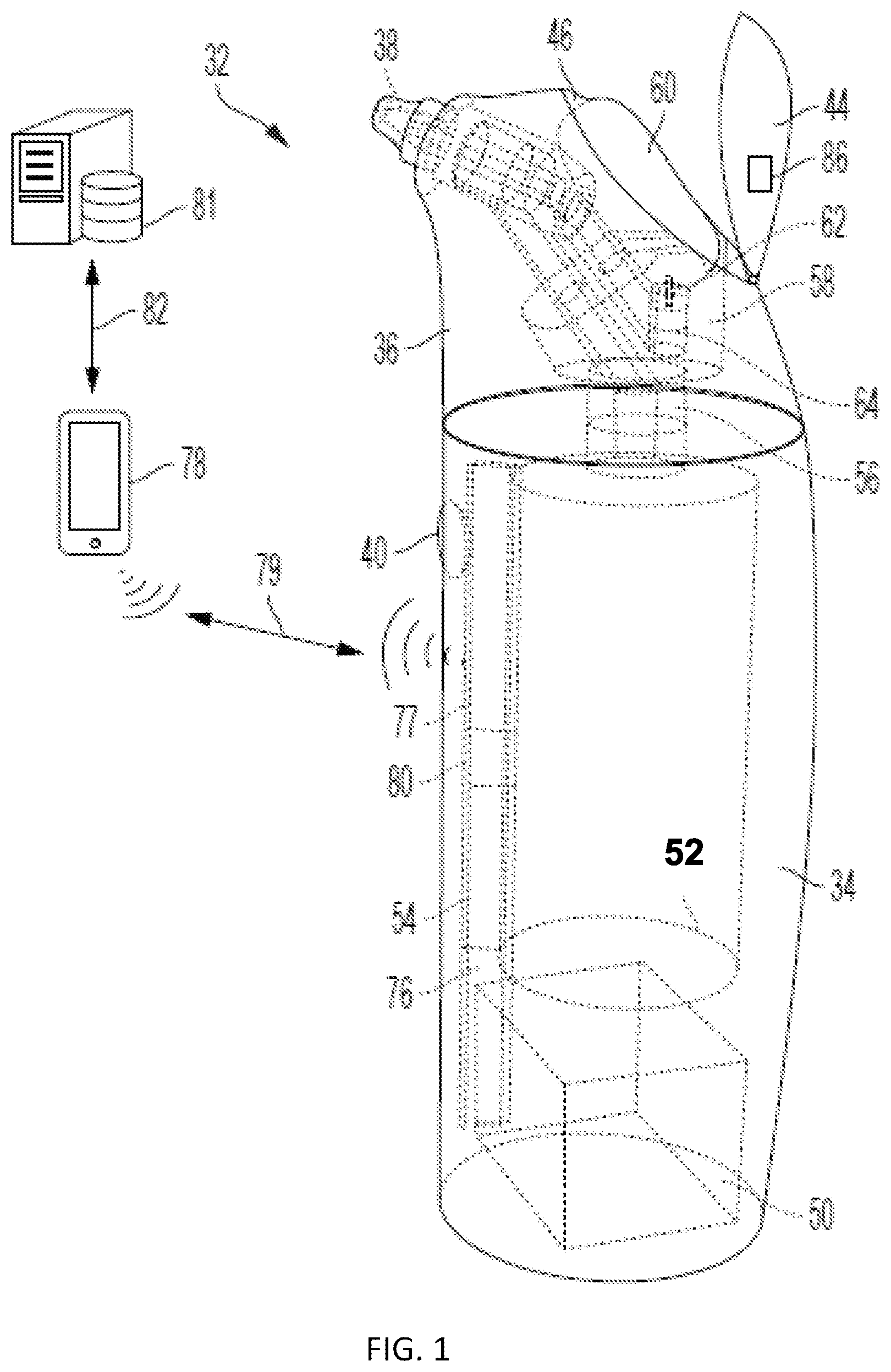 Patent US12376665 Figure 1 – Dermal spray apparatus with disposable cartrdige and method
