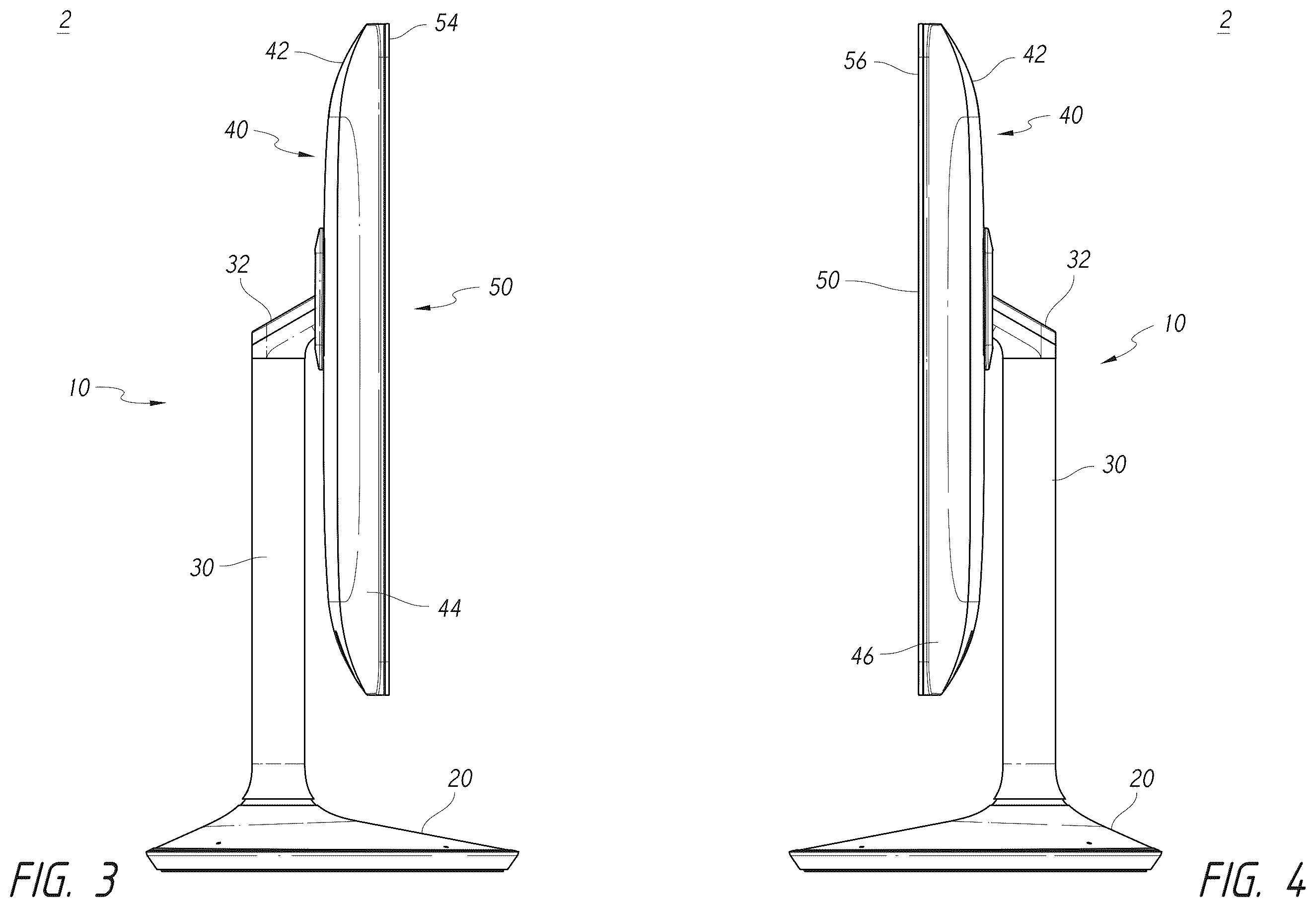 Patent US12376668 Figure 3 – Vanity mirror with second mirror assembly magnetically attached thereto