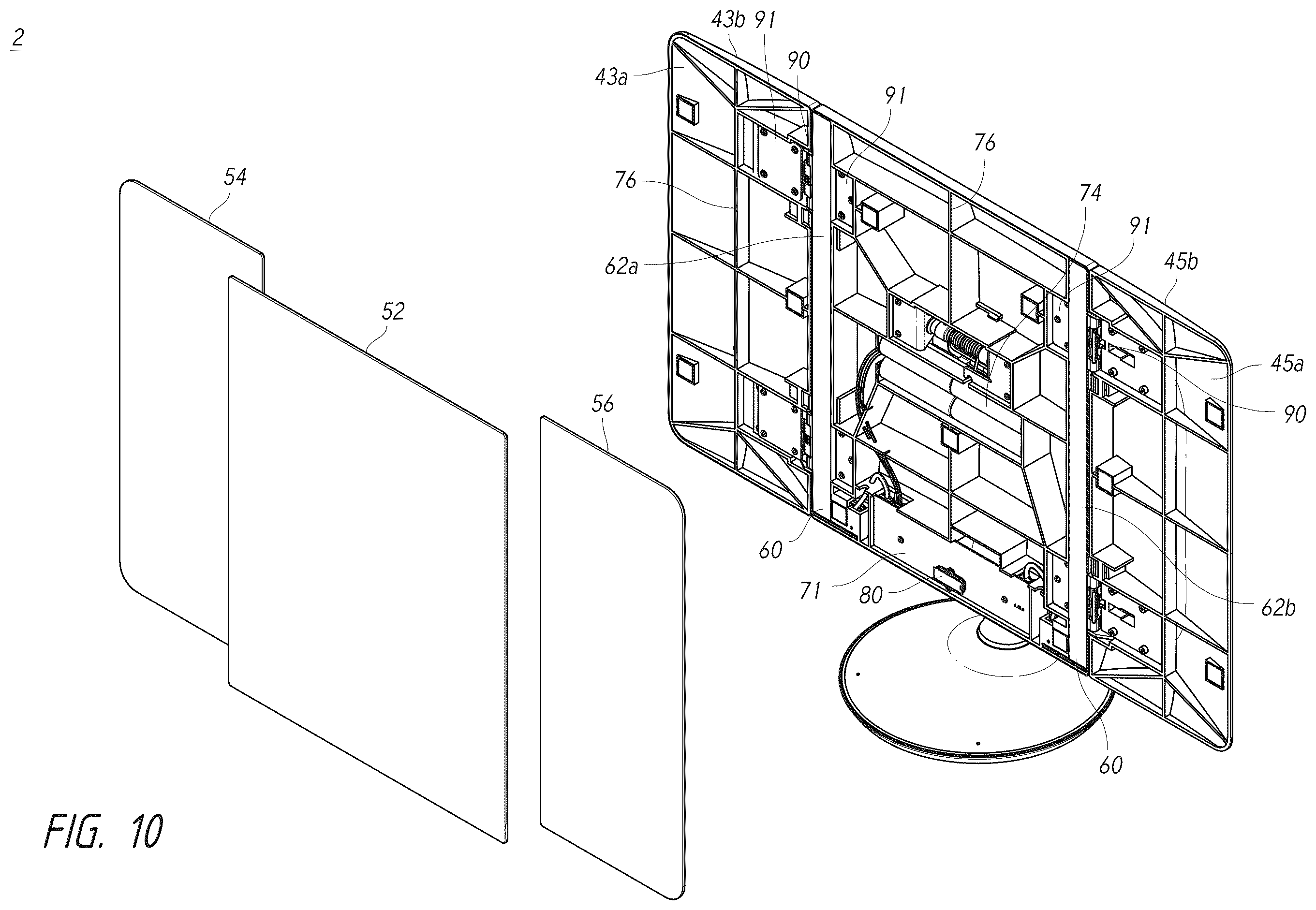 Patent US12376668 Figure 8 – Vanity mirror with second mirror assembly magnetically attached thereto