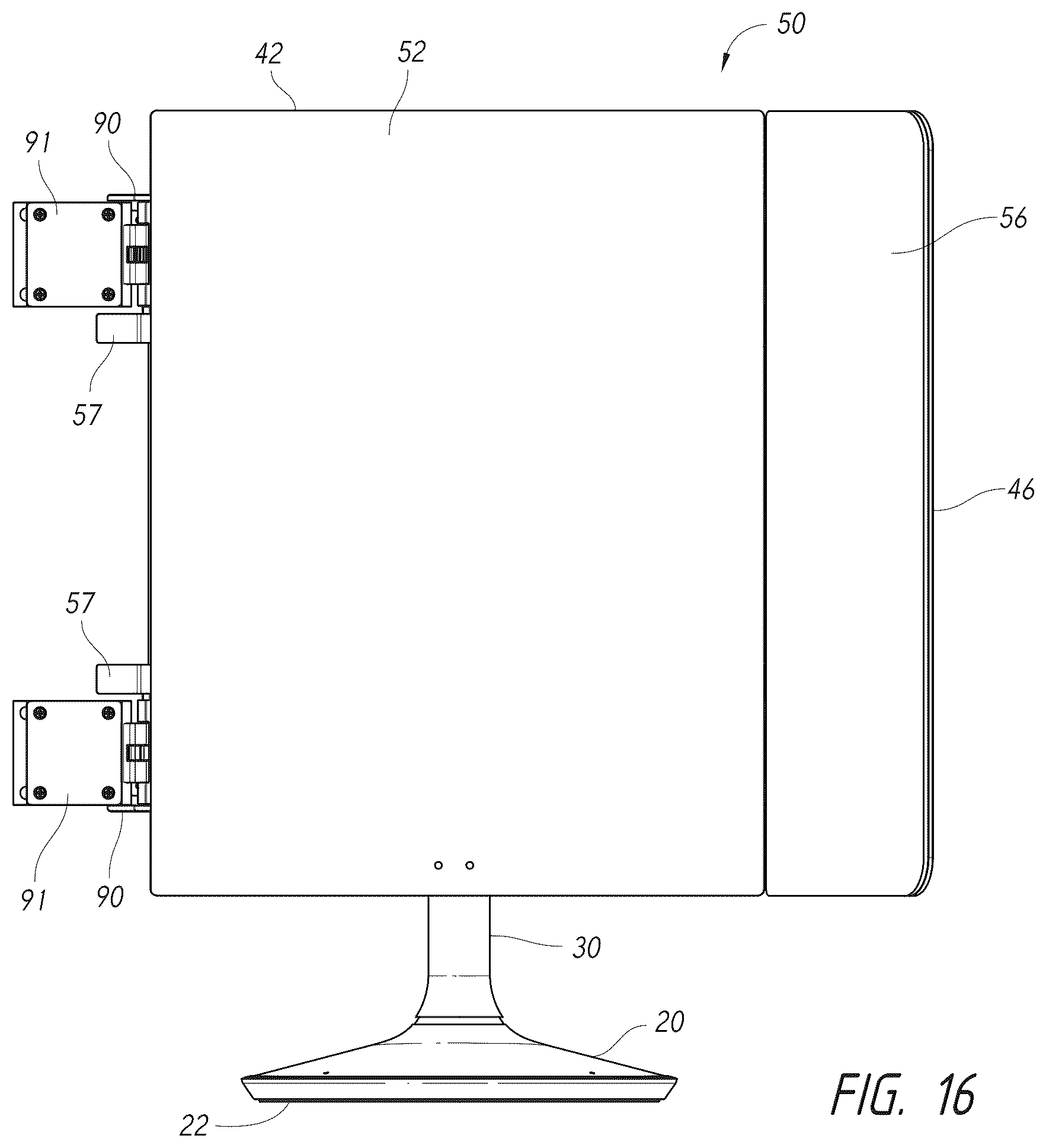 Patent US12376668 Figure 15 – Vanity mirror with second mirror assembly magnetically attached thereto