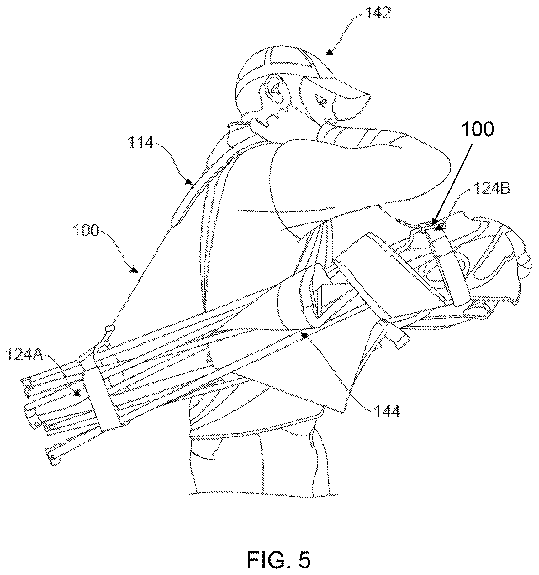 Patent US12376669 Figure 5 – Carrying strap system