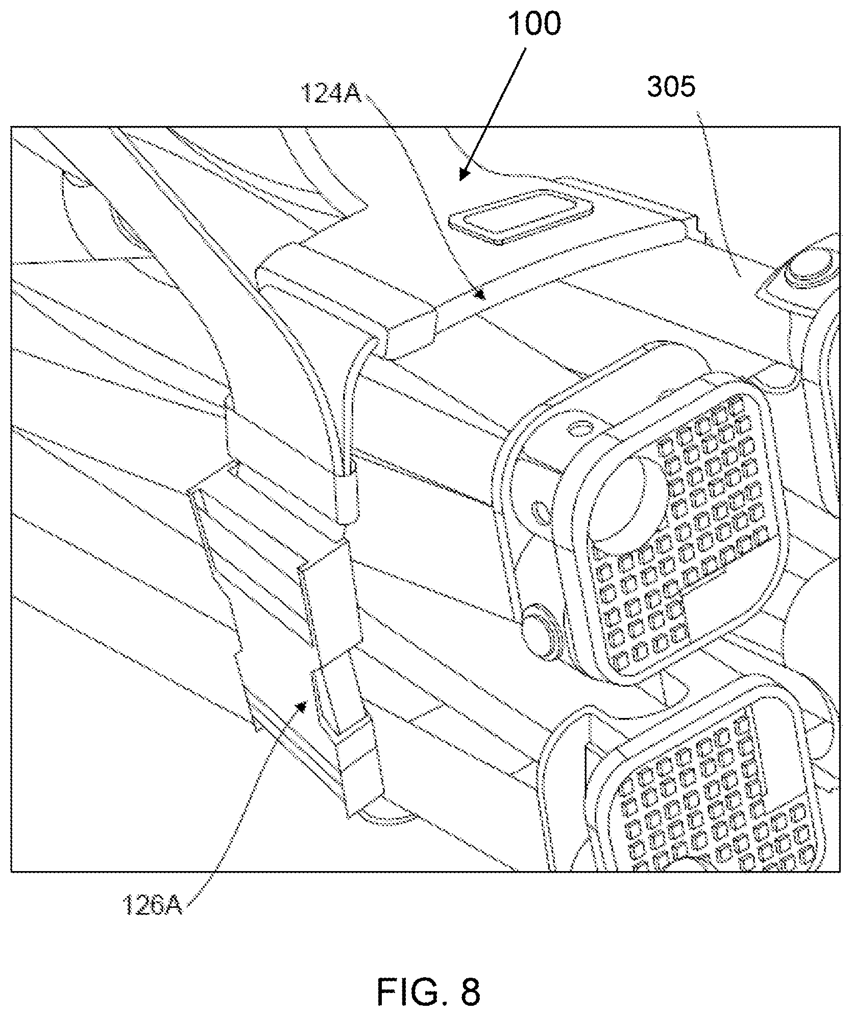 Patent US12376669 Figure 8 – Carrying strap system