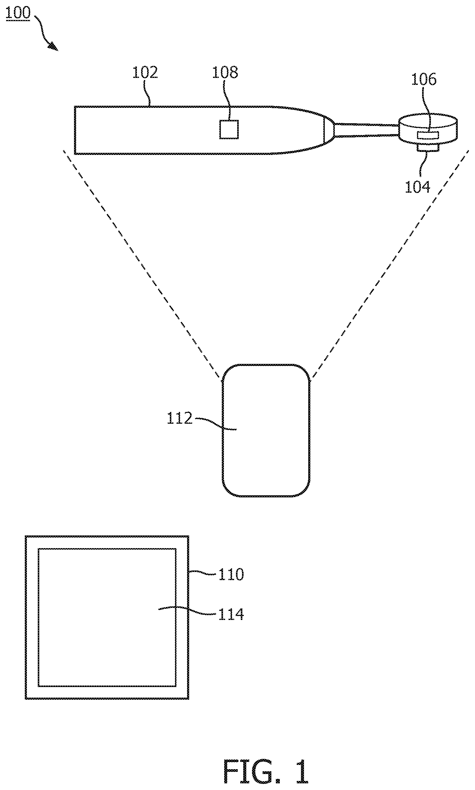 Patent US12376672 Figure 1 – System and method for tracking an oral care device