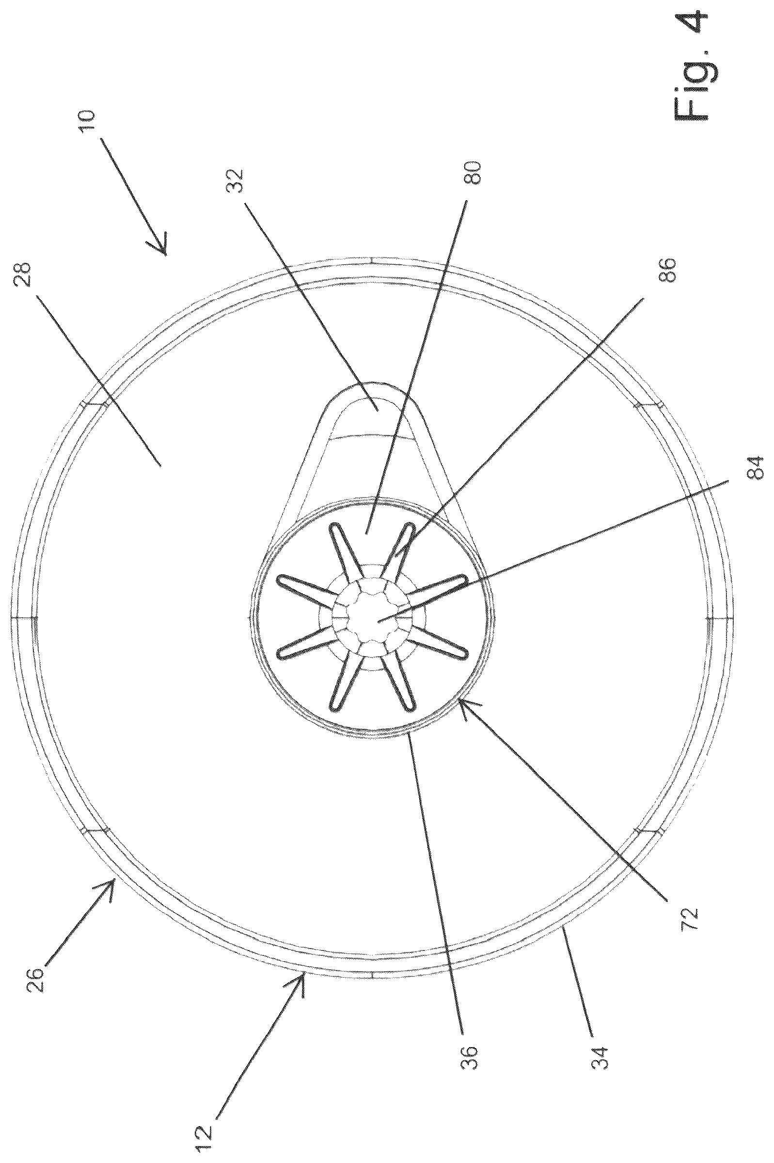 Patent US12376673 Figure 4 – Table with umbrella holder