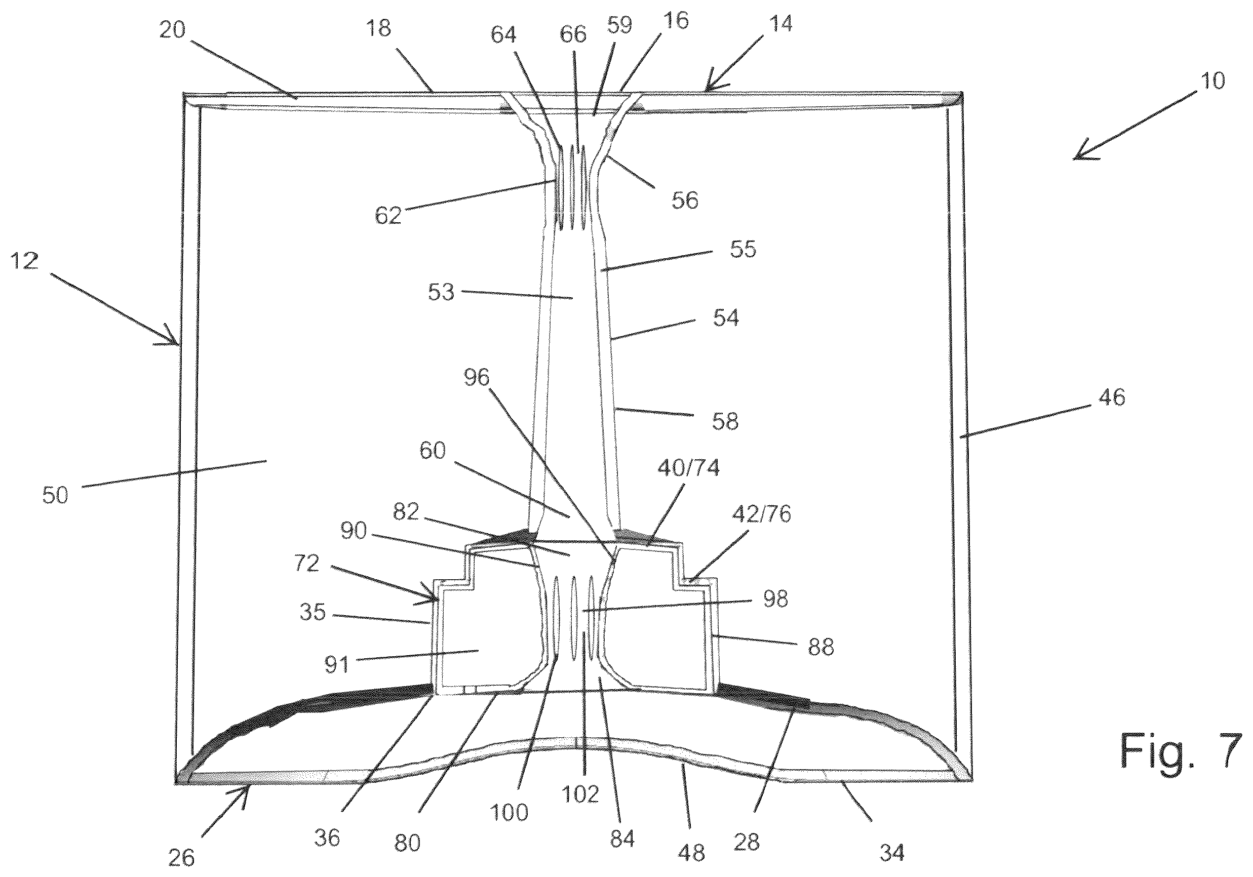 Patent US12376673 Figure 7 – Table with umbrella holder