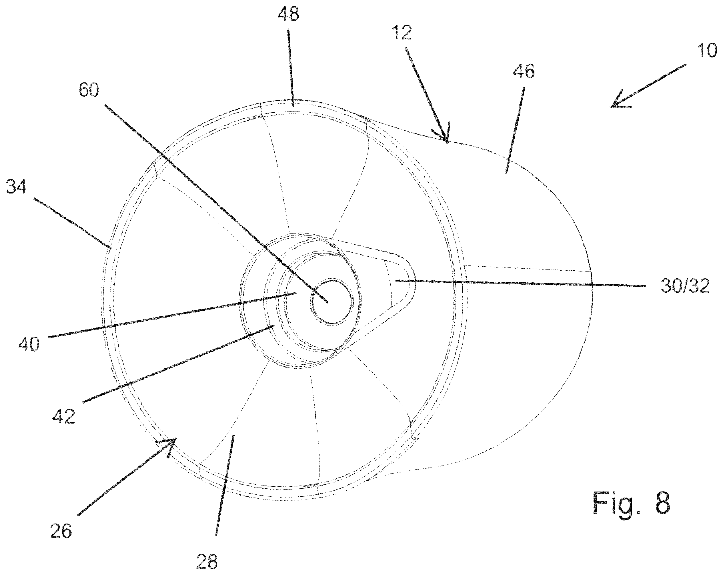 Patent US12376673 Figure 8 – Table with umbrella holder