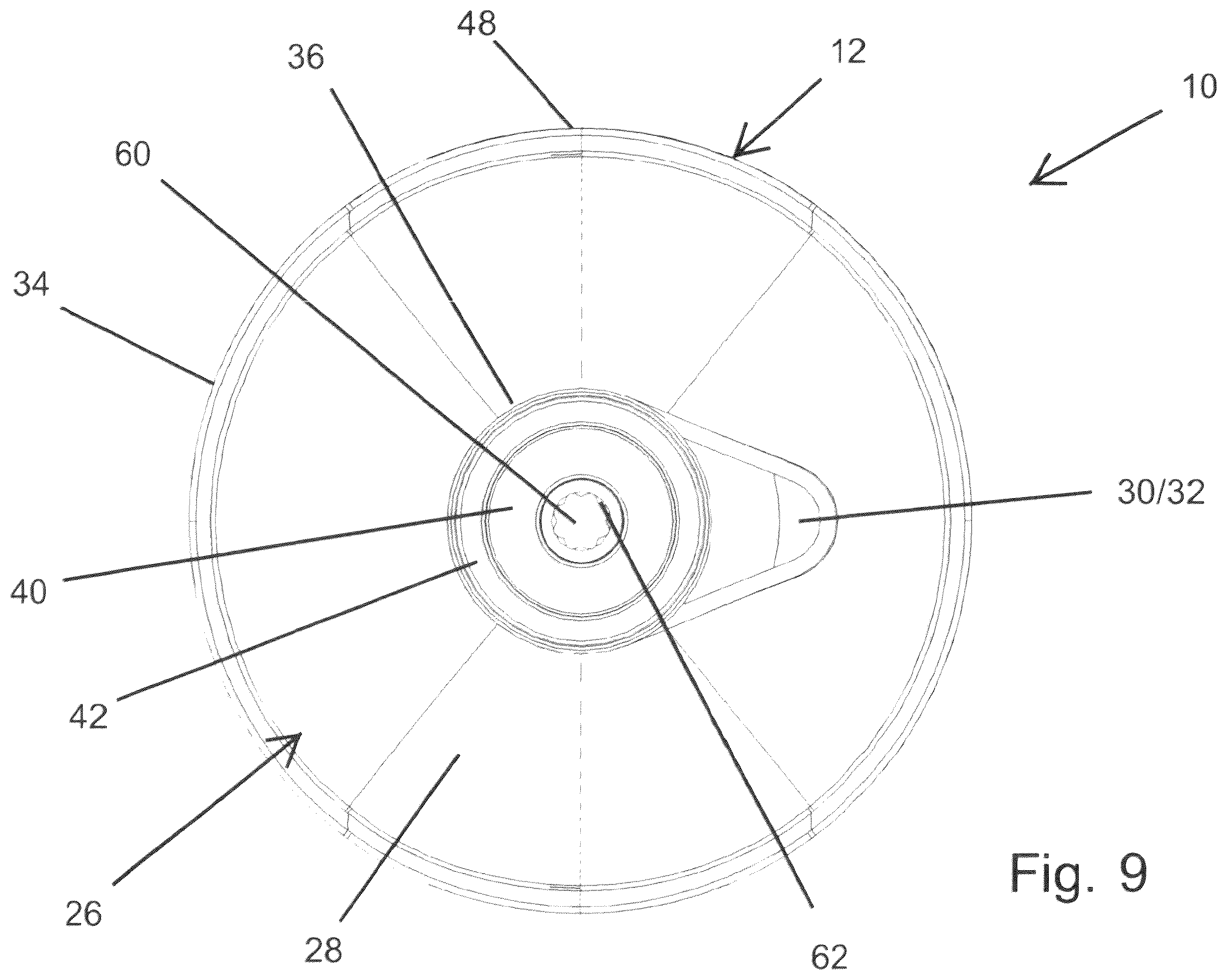 Patent US12376673 Figure 9 – Table with umbrella holder