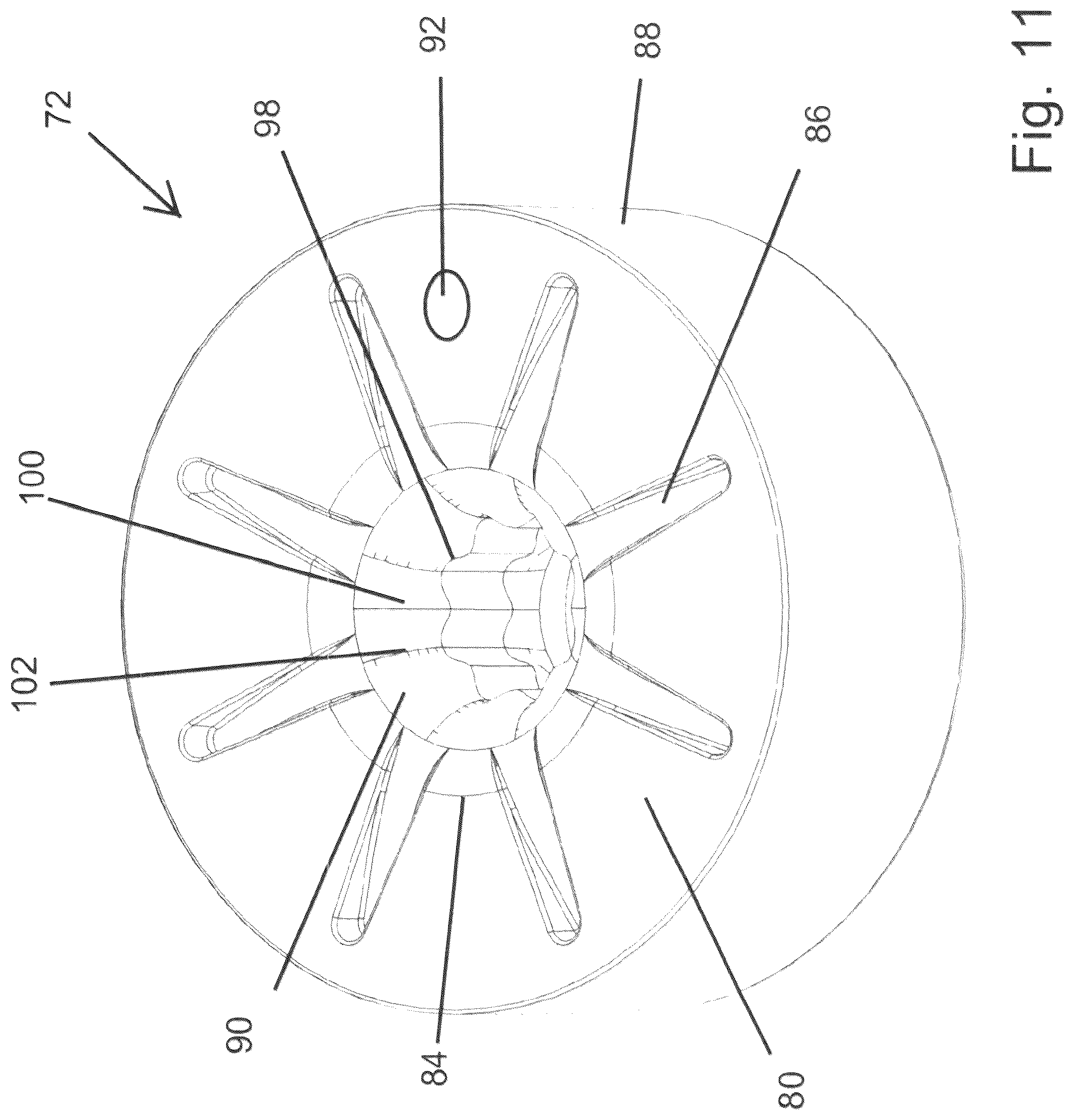Patent US12376673 Figure 11 – Table with umbrella holder