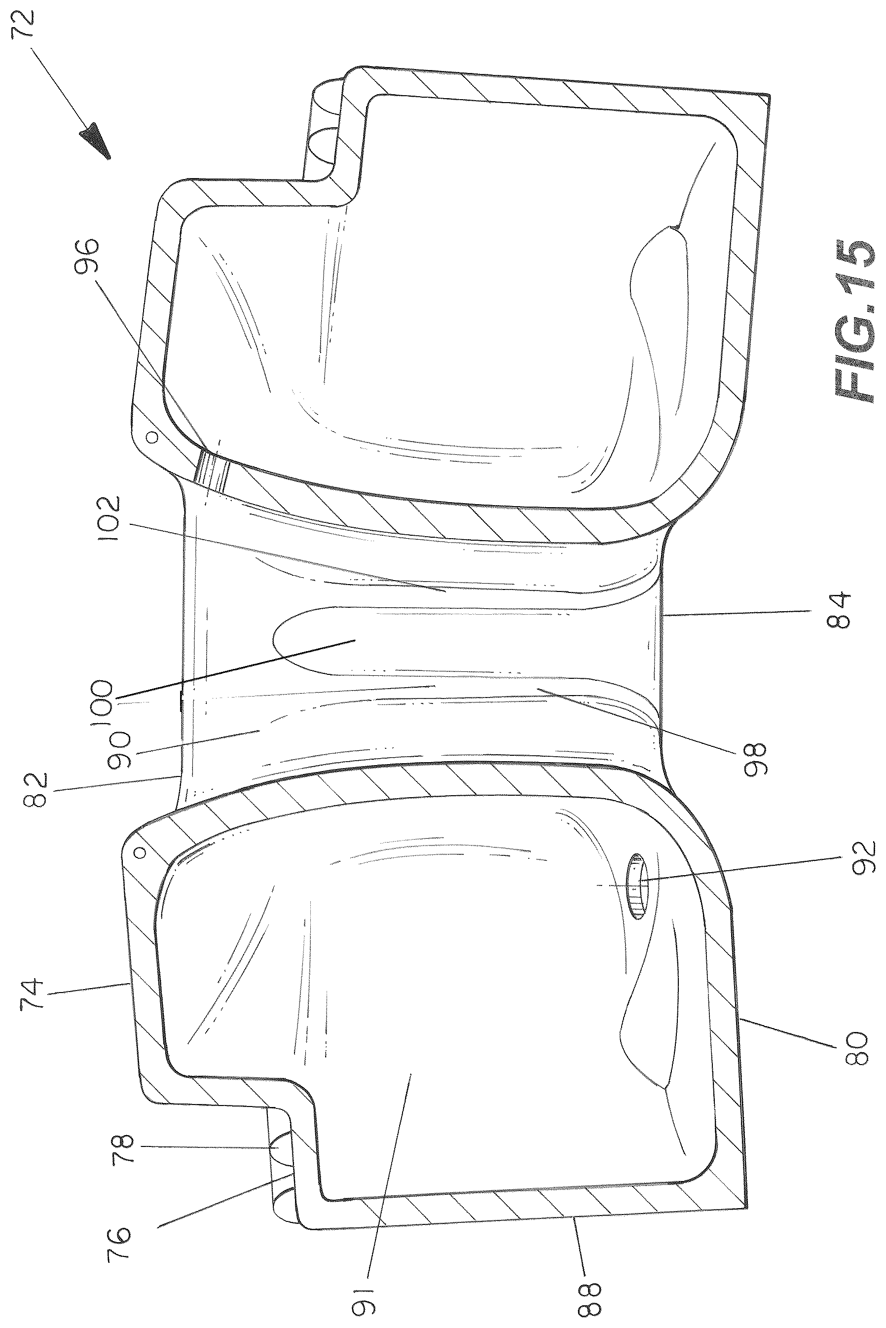 Patent US12376673 Figure 15 – Table with umbrella holder