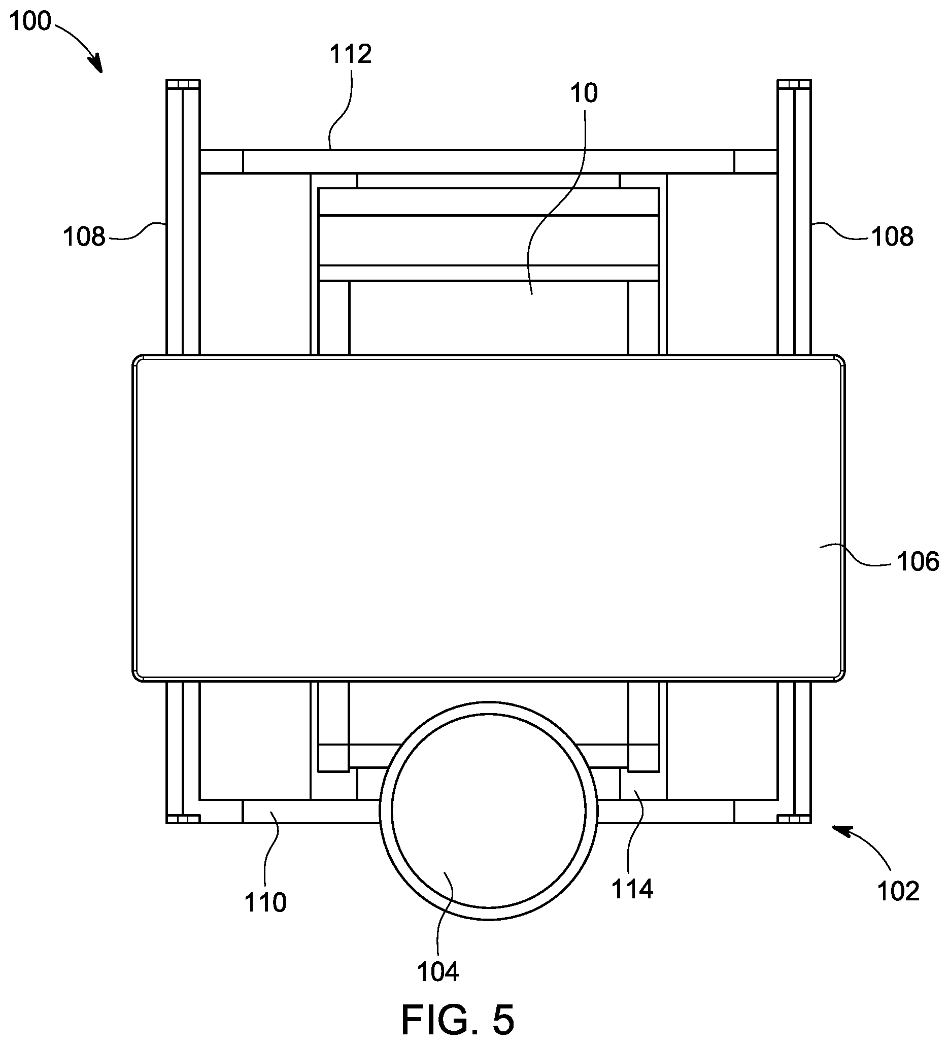 Patent US12376674 Figure 5 – Seat incorporated into desk platform