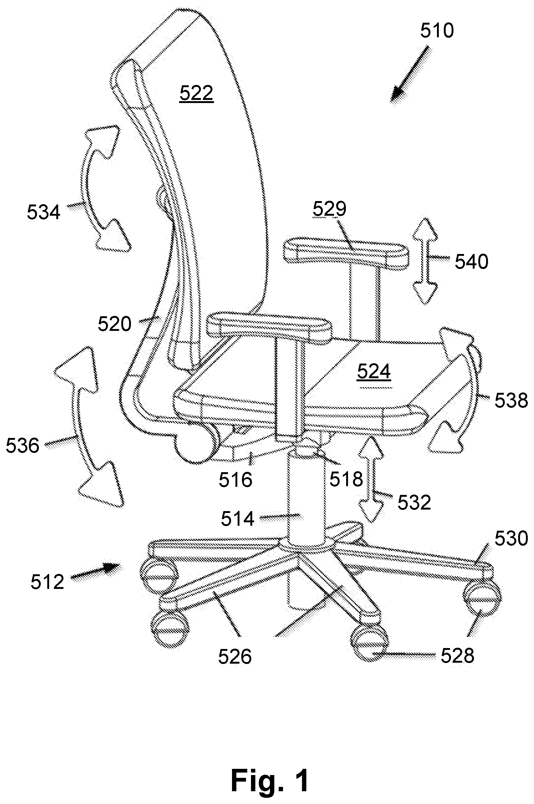 Patent US12376677 Figure 1 – Ergonomic seating system, tilt-lock control and remote powering method and apparatus