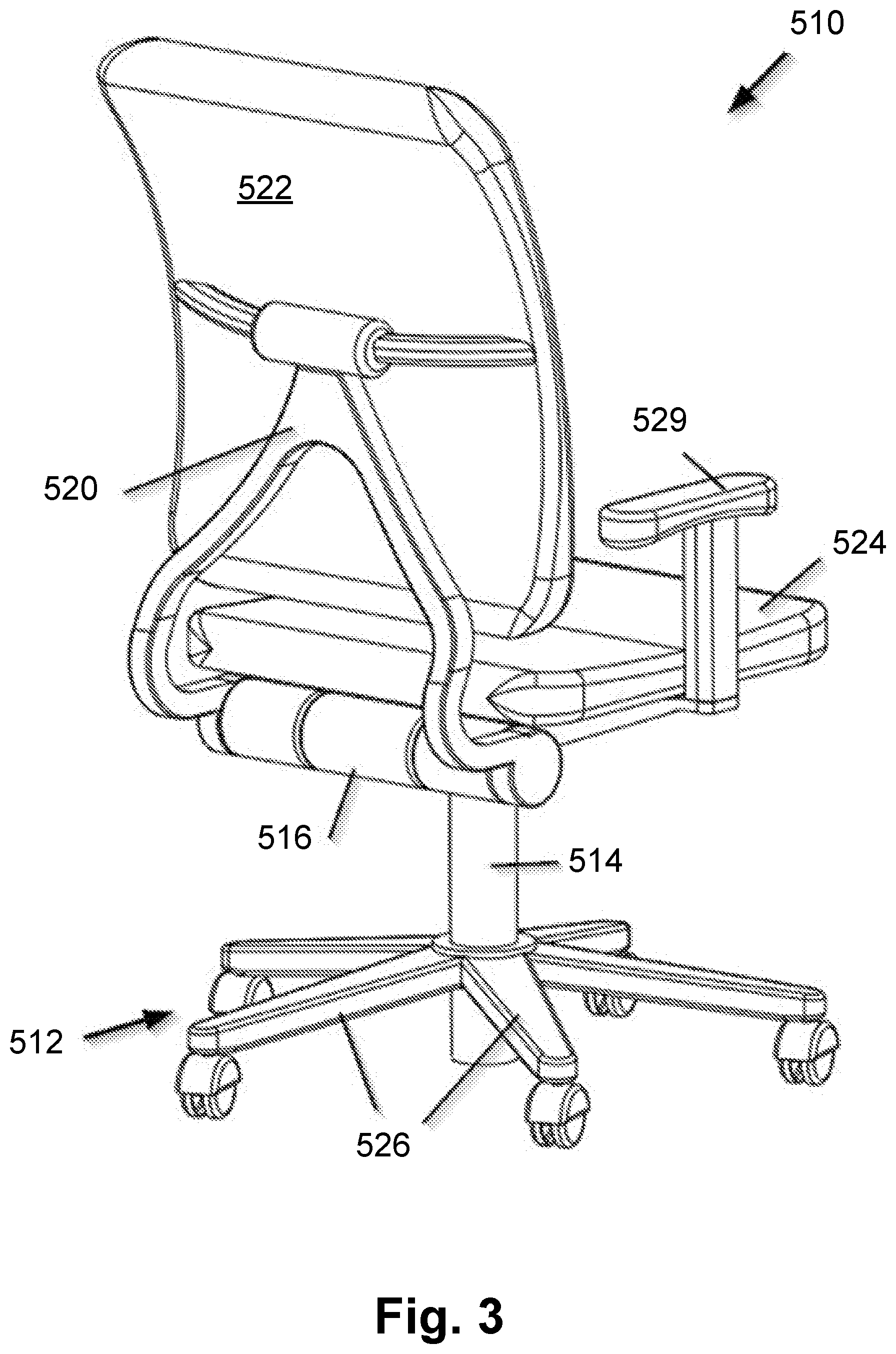 Patent US12376677 Figure 3 – Ergonomic seating system, tilt-lock control and remote powering method and apparatus