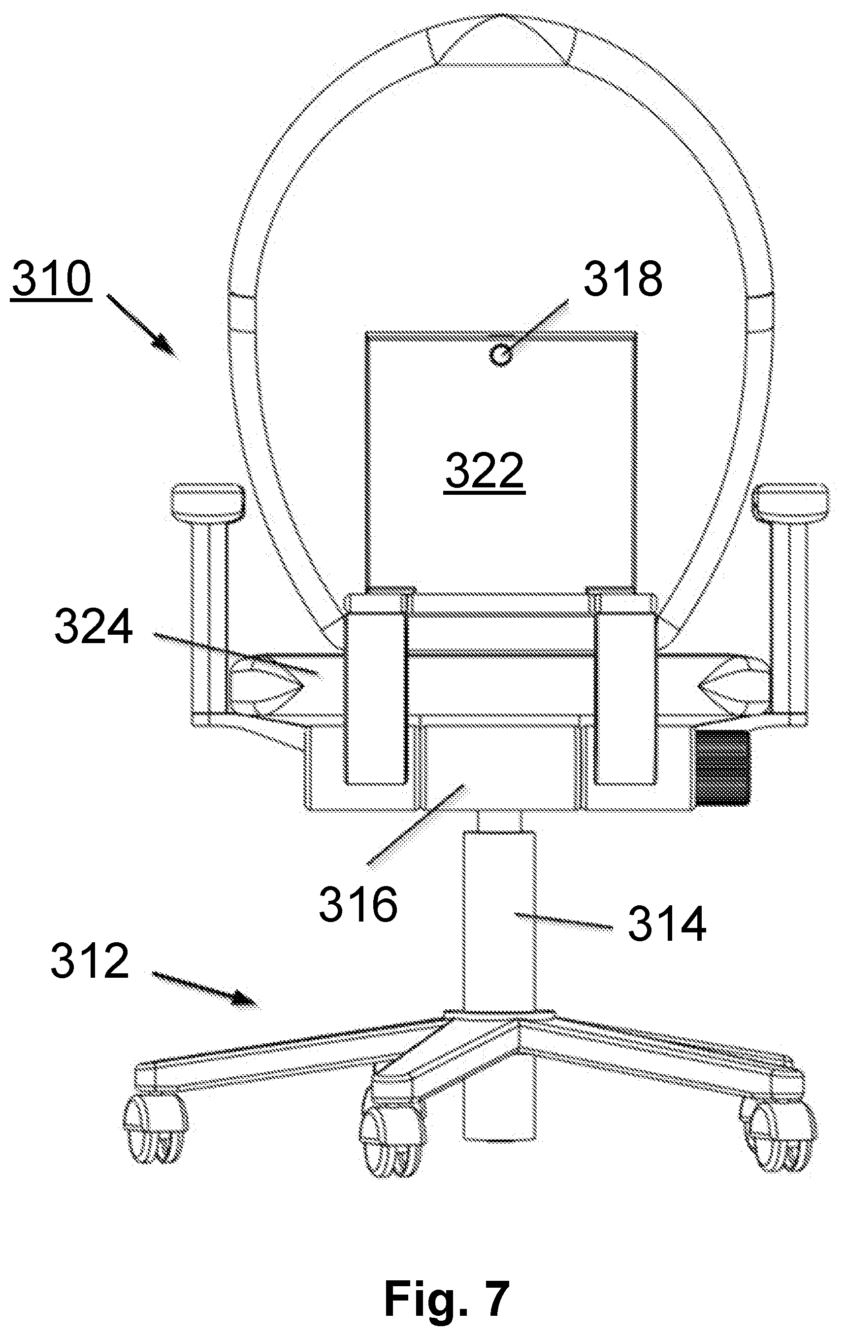 Patent US12376677 Figure 7 – Ergonomic seating system, tilt-lock control and remote powering method and apparatus