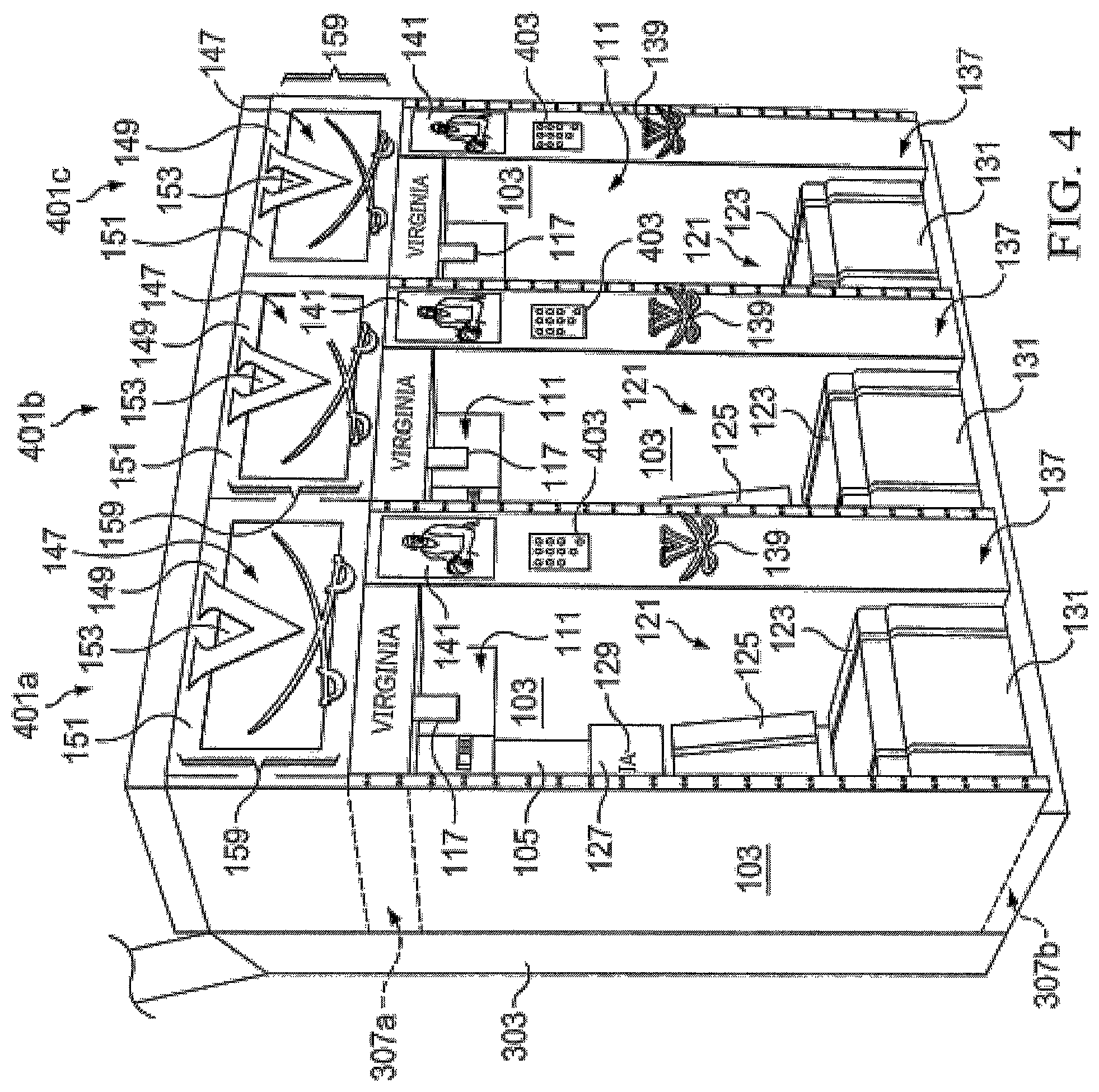 Patent US12376678 Figure 6 – Locker with reclining seat and roll-up door