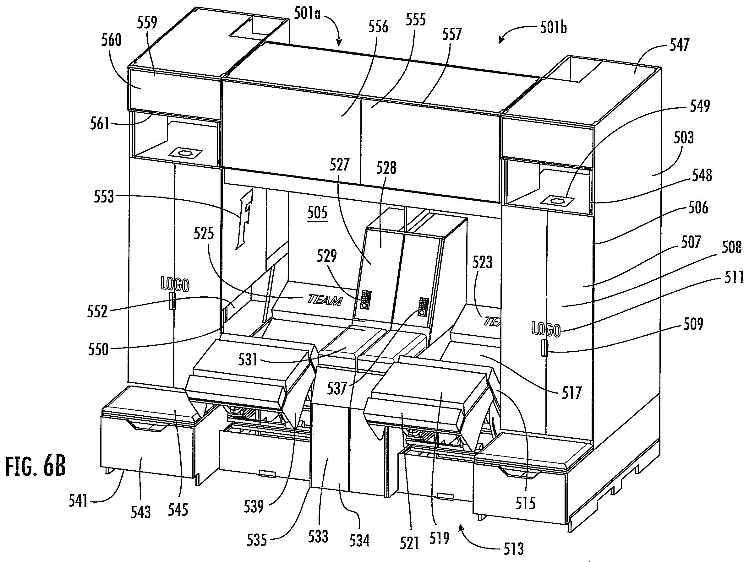 Patent US12376678 Figure 10 – Locker with reclining seat and roll-up door