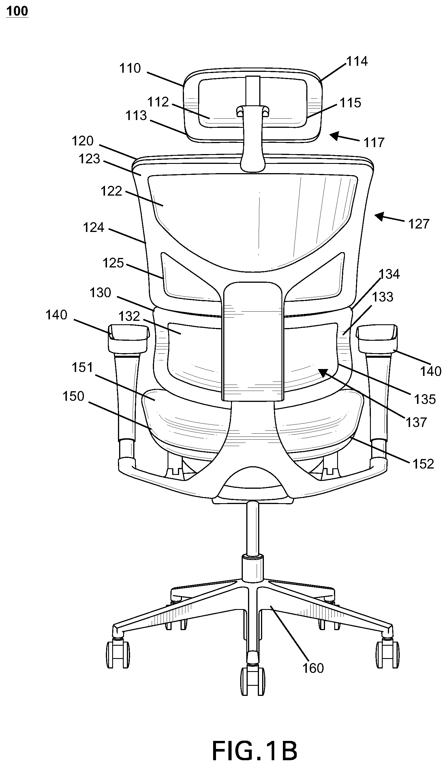 Patent US12376681 Figure 2 – Chair assemblies, systems, and apparatuses having integrated technologies, and related methods