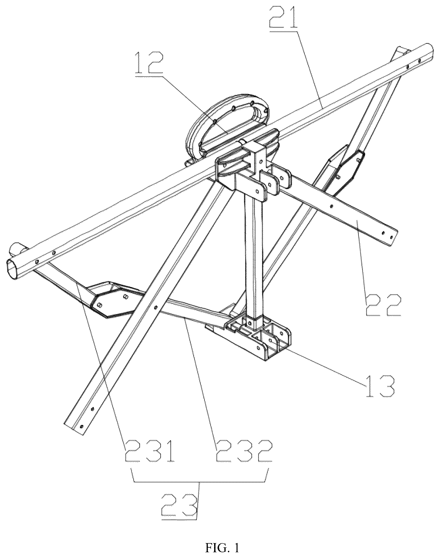 Patent US12376683 Figure 1 – Foldable bracket and camping bed