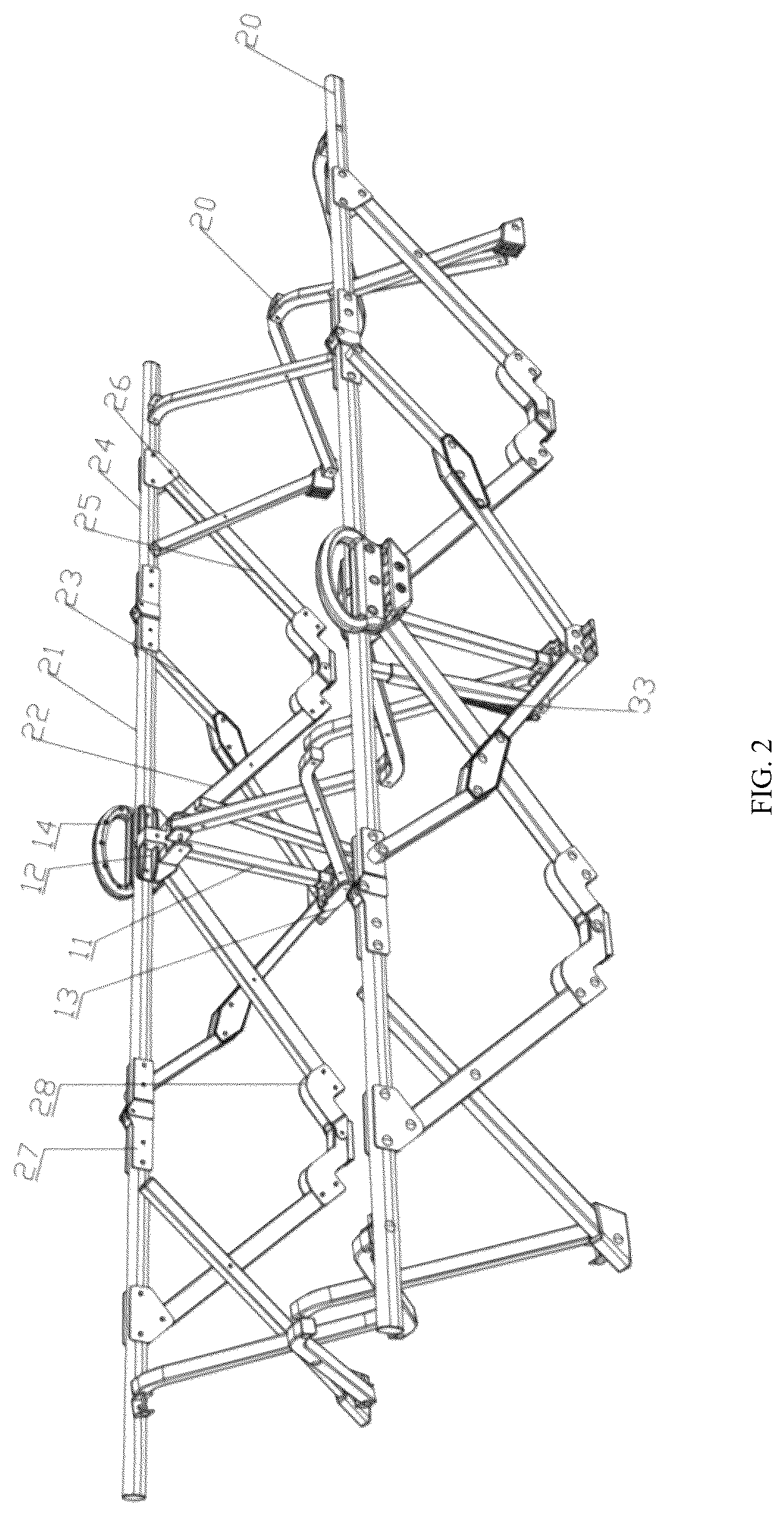 Patent US12376683 Figure 2 – Foldable bracket and camping bed