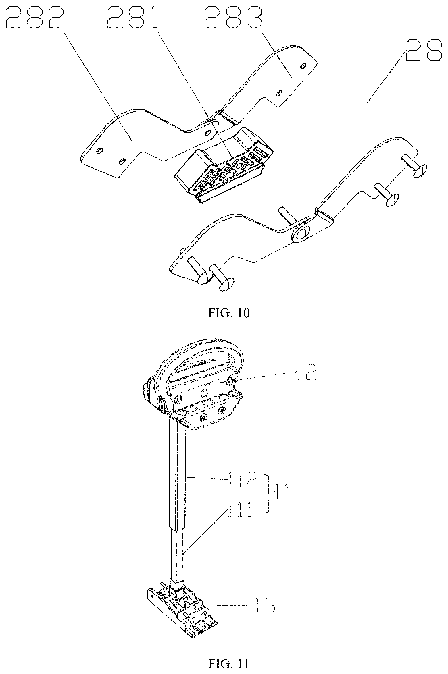 Patent US12376683 Figure 7 – Foldable bracket and camping bed