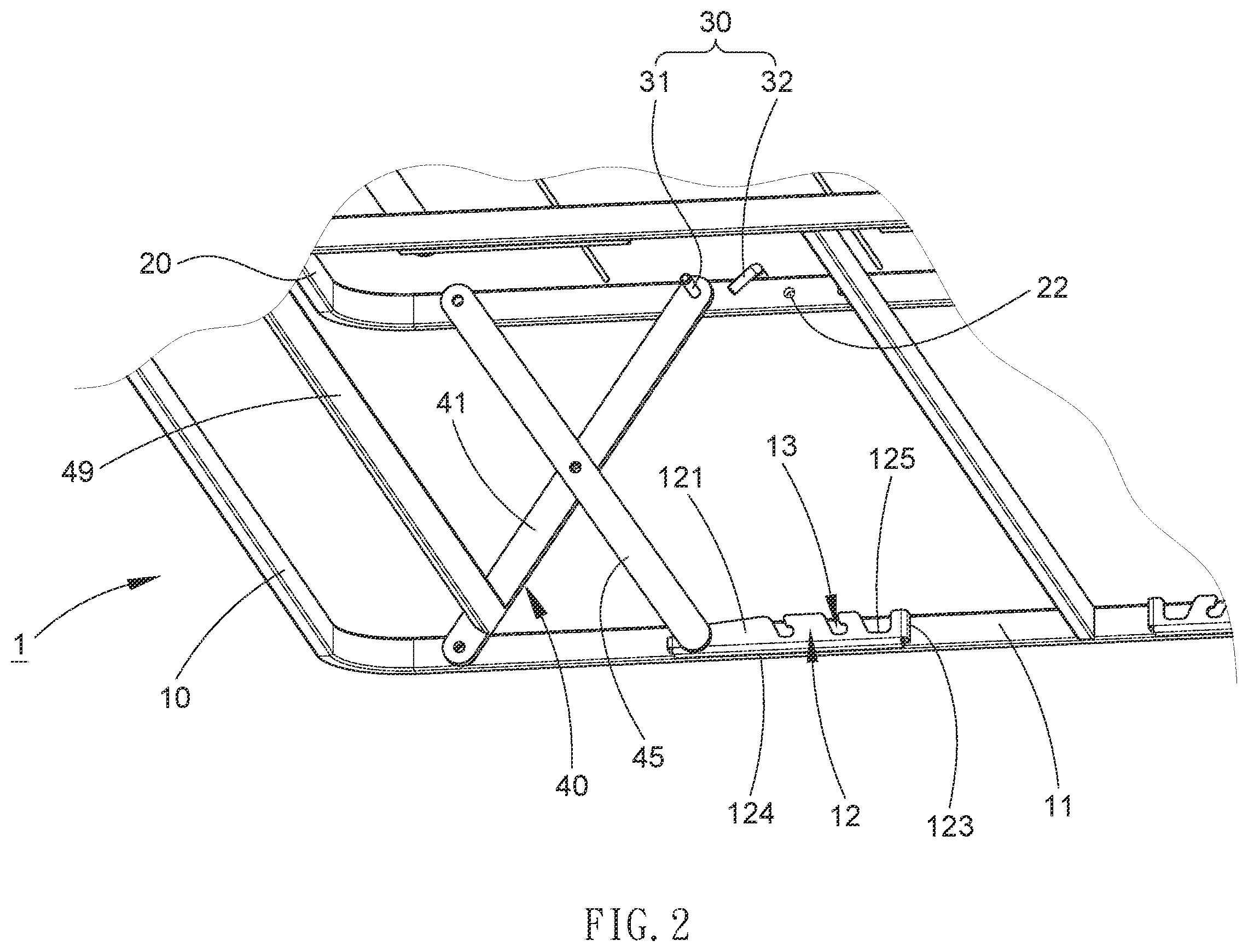Patent US12376684 Figure 2 – Height-adjustable bedstead