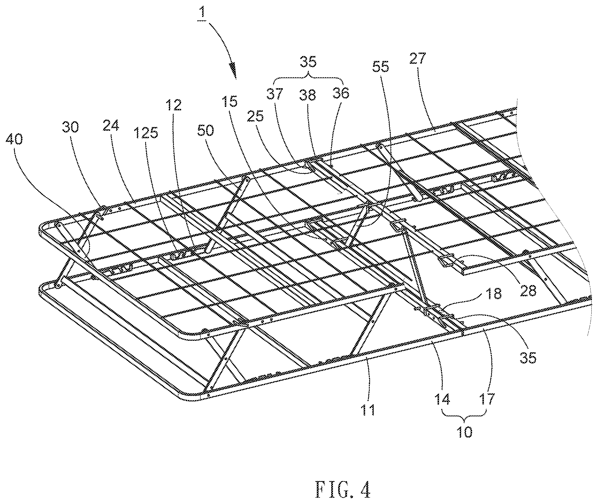 Patent US12376684 Figure 4 – Height-adjustable bedstead