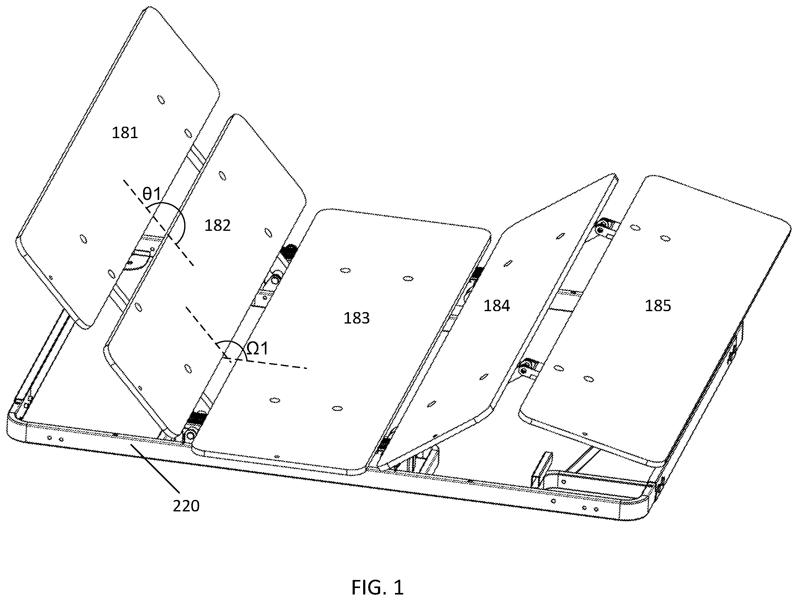 Patent US12376685 Figure 1 – Adjustable bed