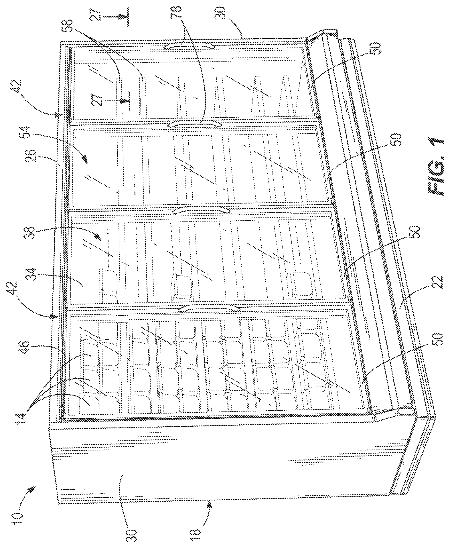 Patent US12376689 — Case frame and door assembly for a merchandiser — Figure 1