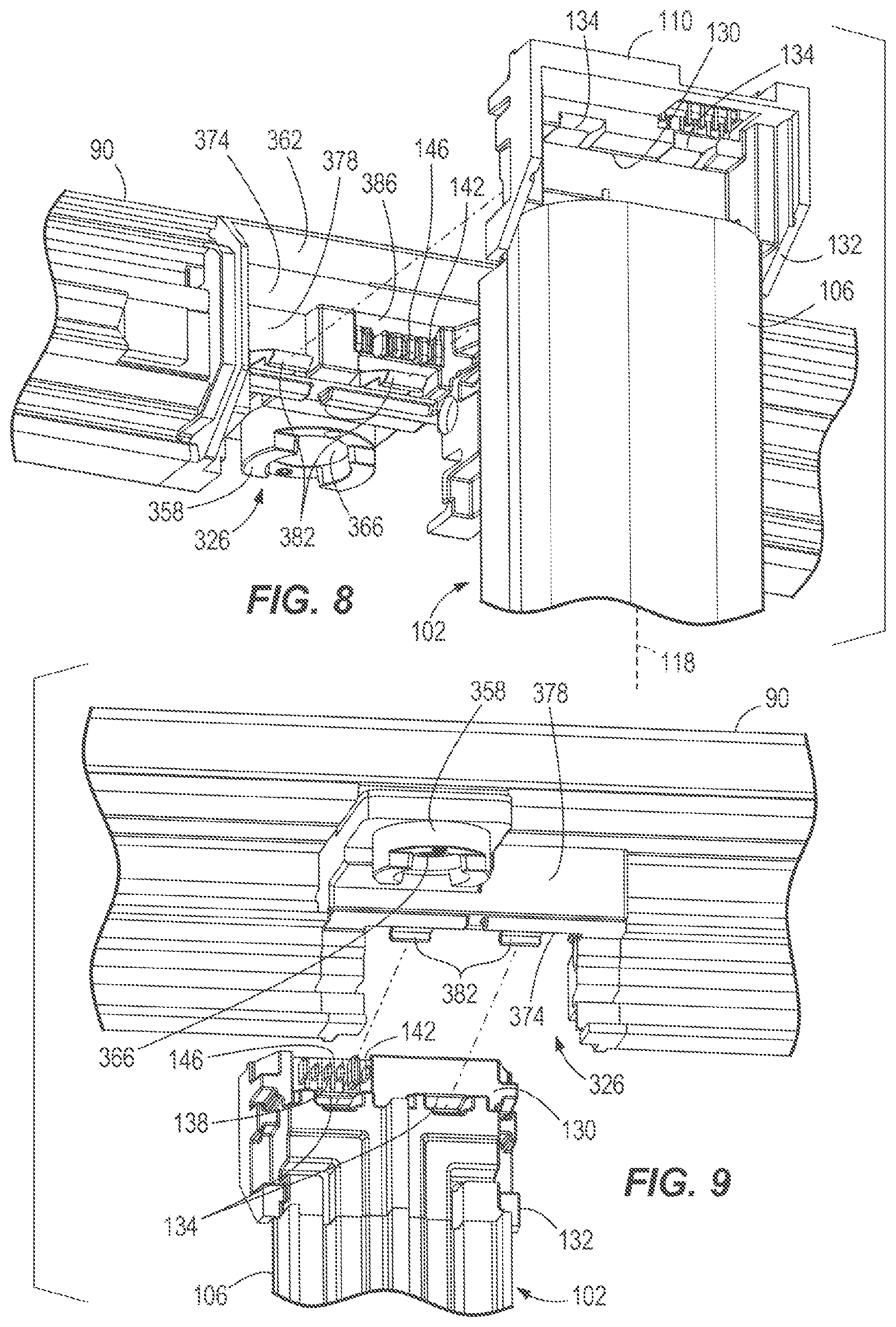 Patent US12376689 Figure 8 – Case frame and door assembly for a merchandiser