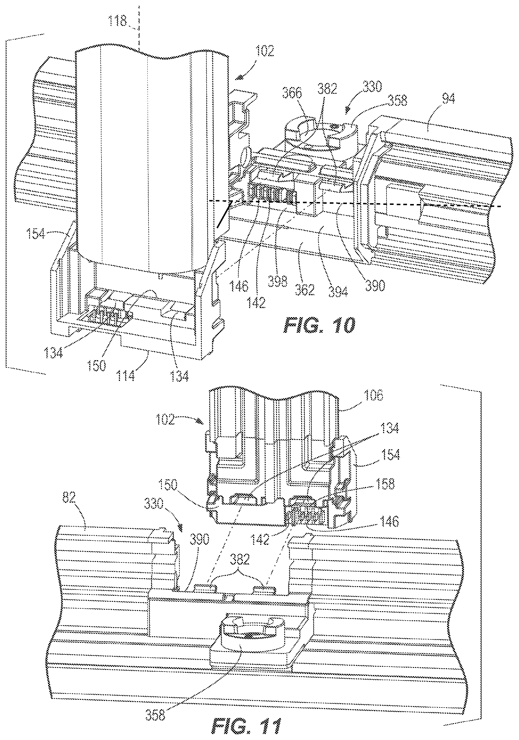 Patent US12376689 Figure 9 – Case frame and door assembly for a merchandiser