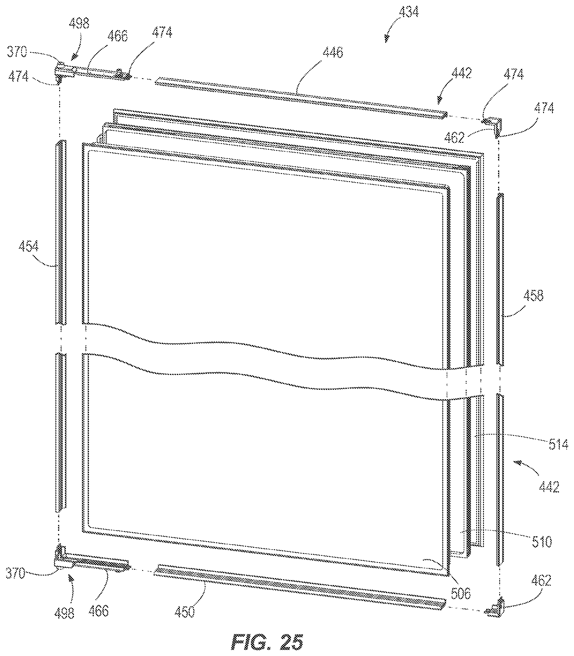 Patent US12376689 Figure 20 – Case frame and door assembly for a merchandiser