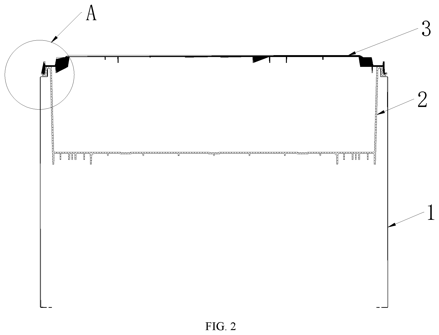 Patent US12376690 Figure 2 – Evaporator base pan assembly of an air-cooled display cabinet