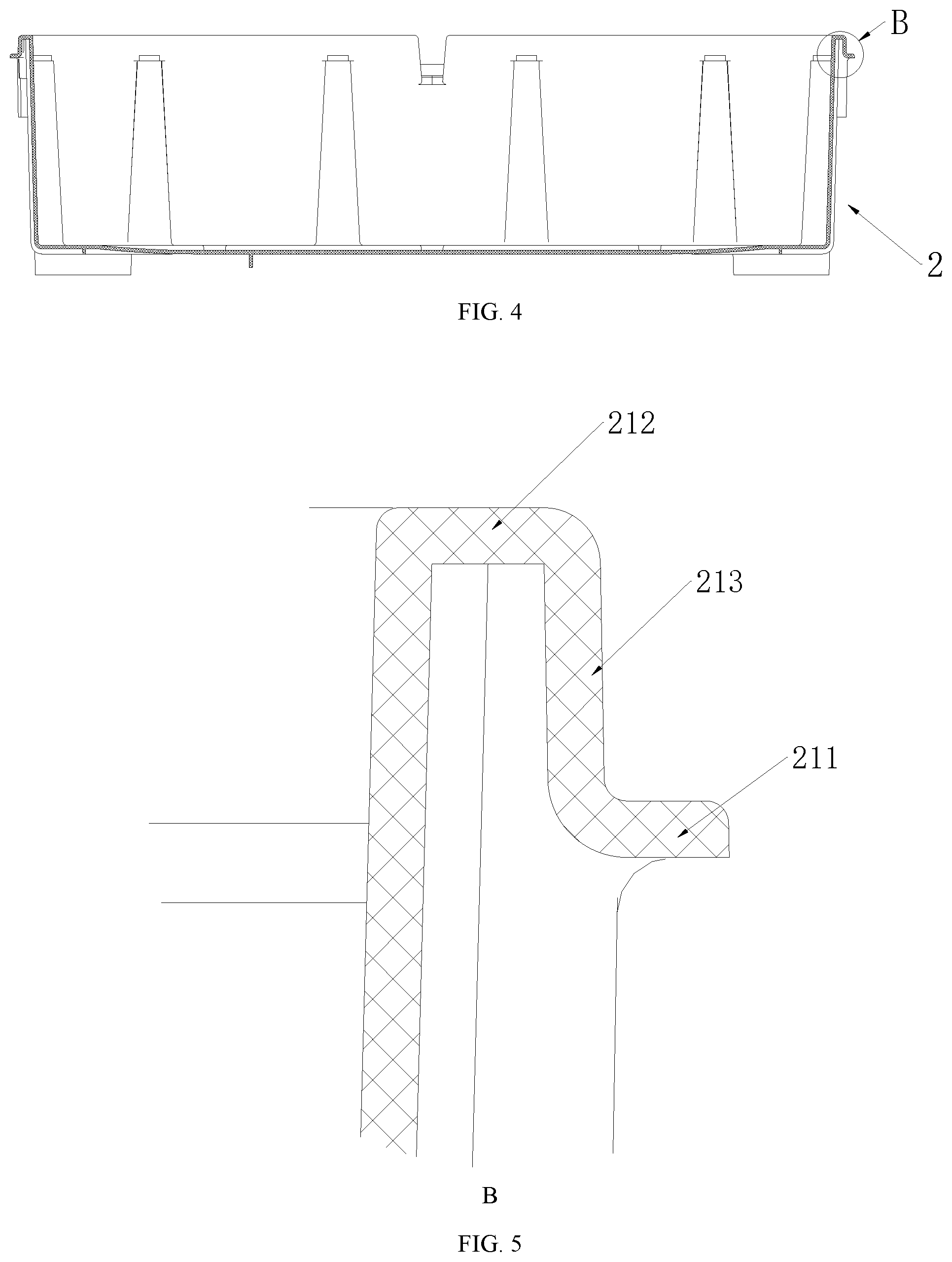 Patent US12376690 Figure 4 – Evaporator base pan assembly of an air-cooled display cabinet