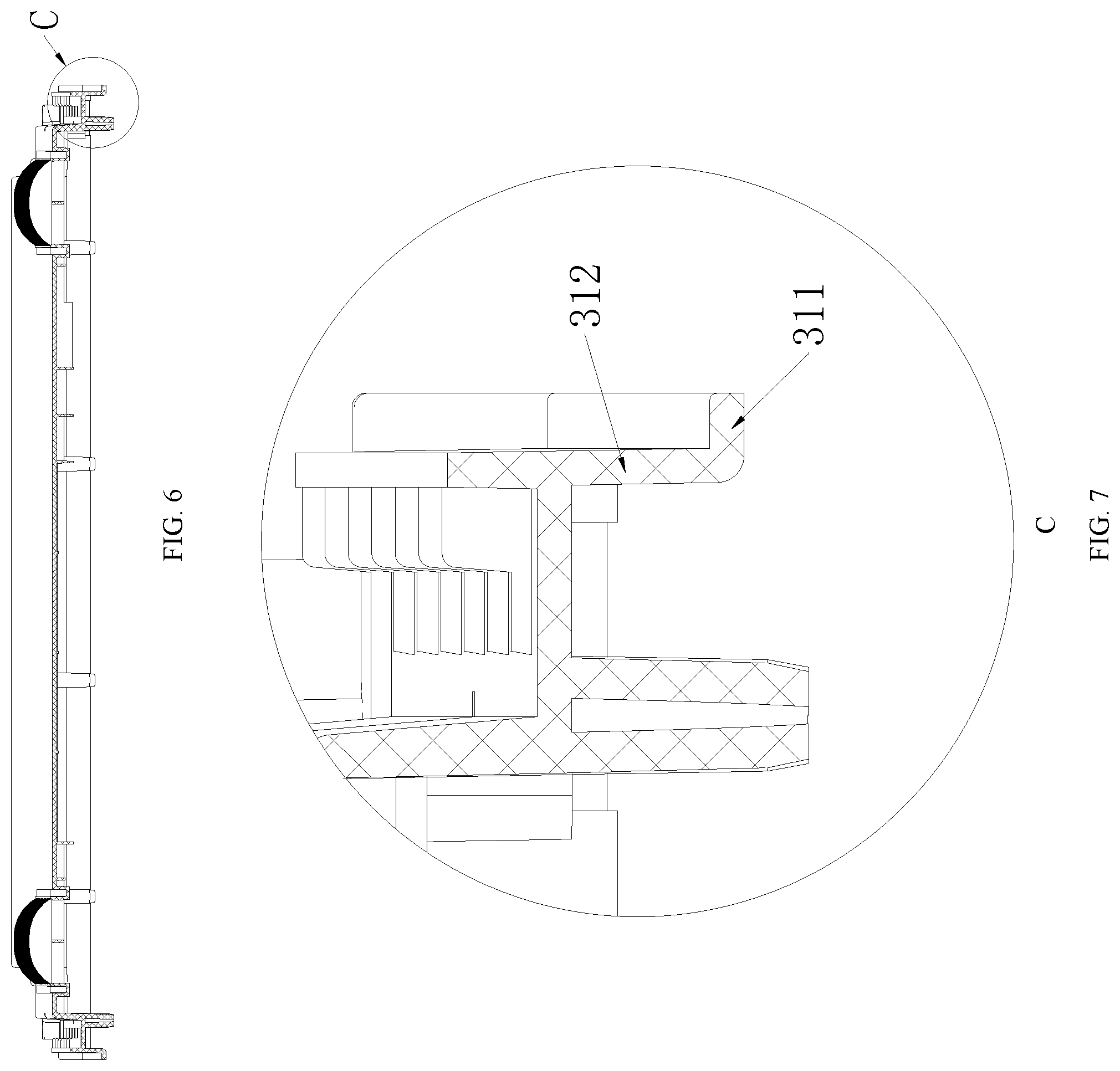 Patent US12376690 Figure 5 – Evaporator base pan assembly of an air-cooled display cabinet