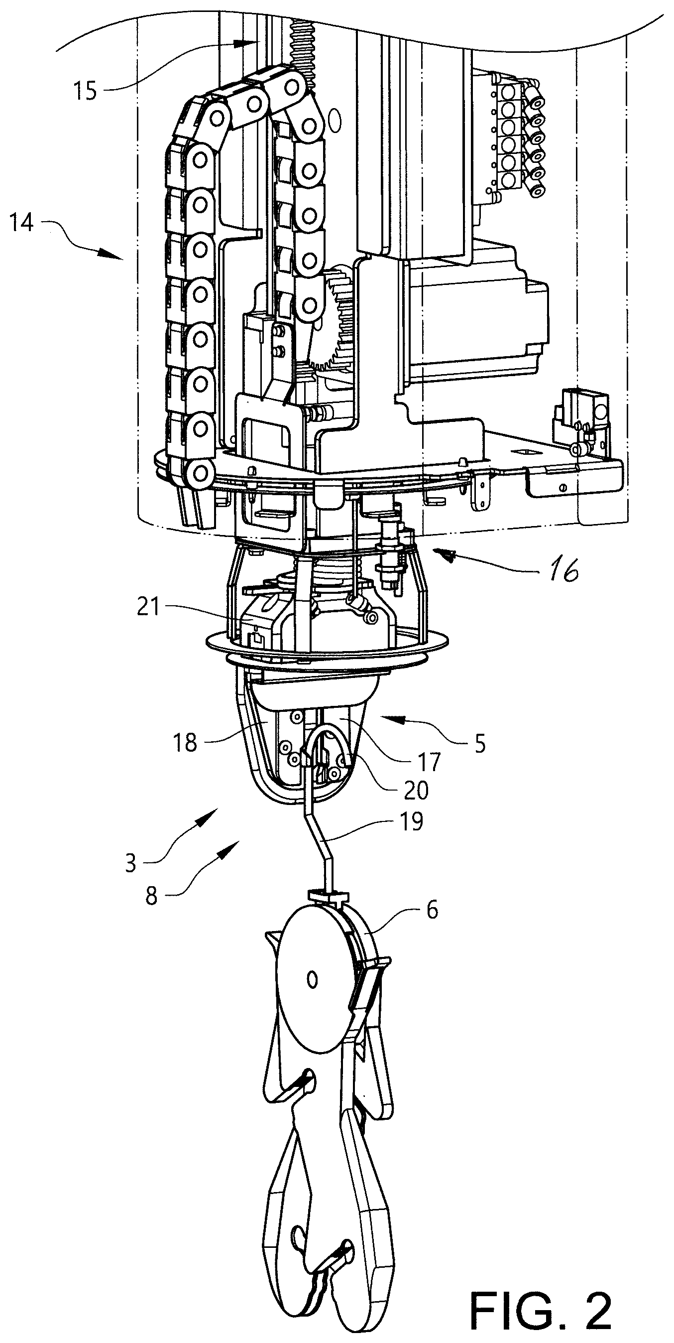 Patent US12376694 Figure 2 – Garment handling device, conveyor system, and method for positioning an empty garment hanger in an individual mounting position