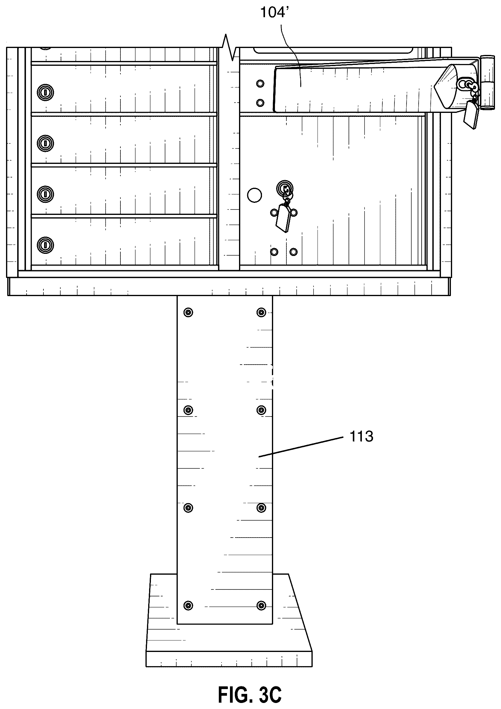 Patent US12376696 Figure 5 – Locking apparatus for community mailbox
