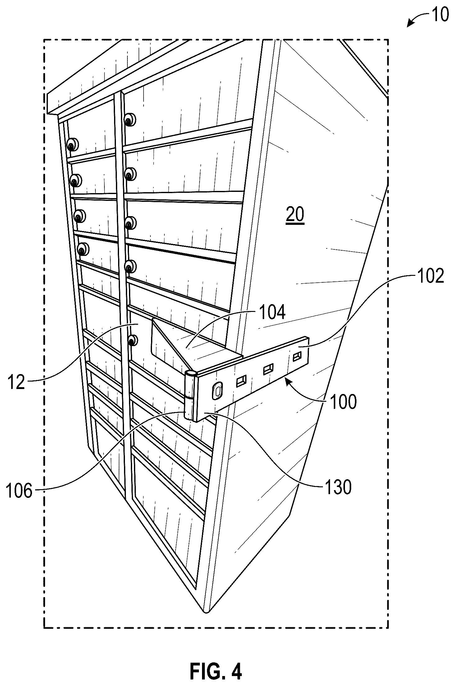 Patent US12376696 Figure 6 – Locking apparatus for community mailbox