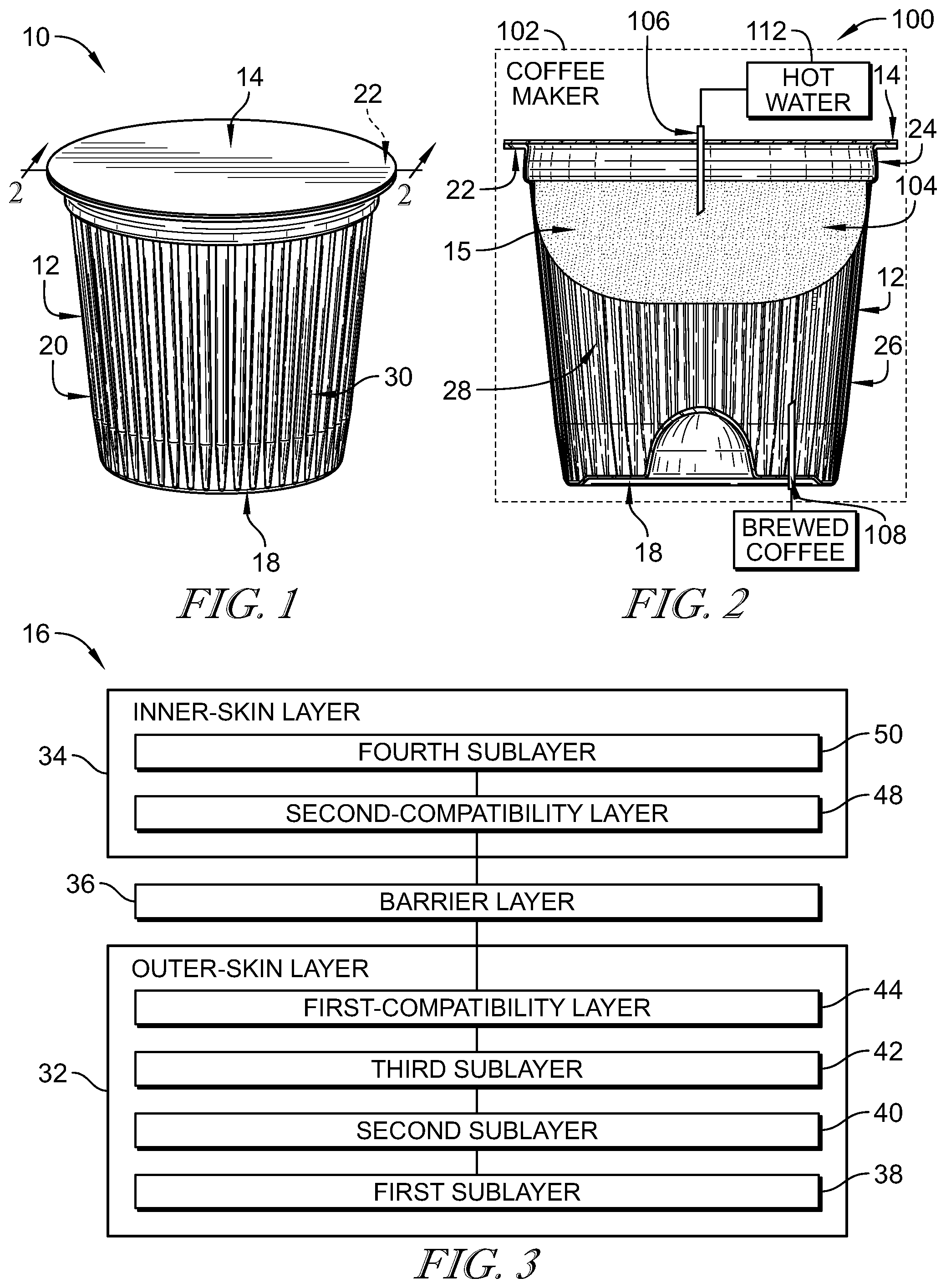 Patent US12376698 Figure 1 – Beverage-brewing package