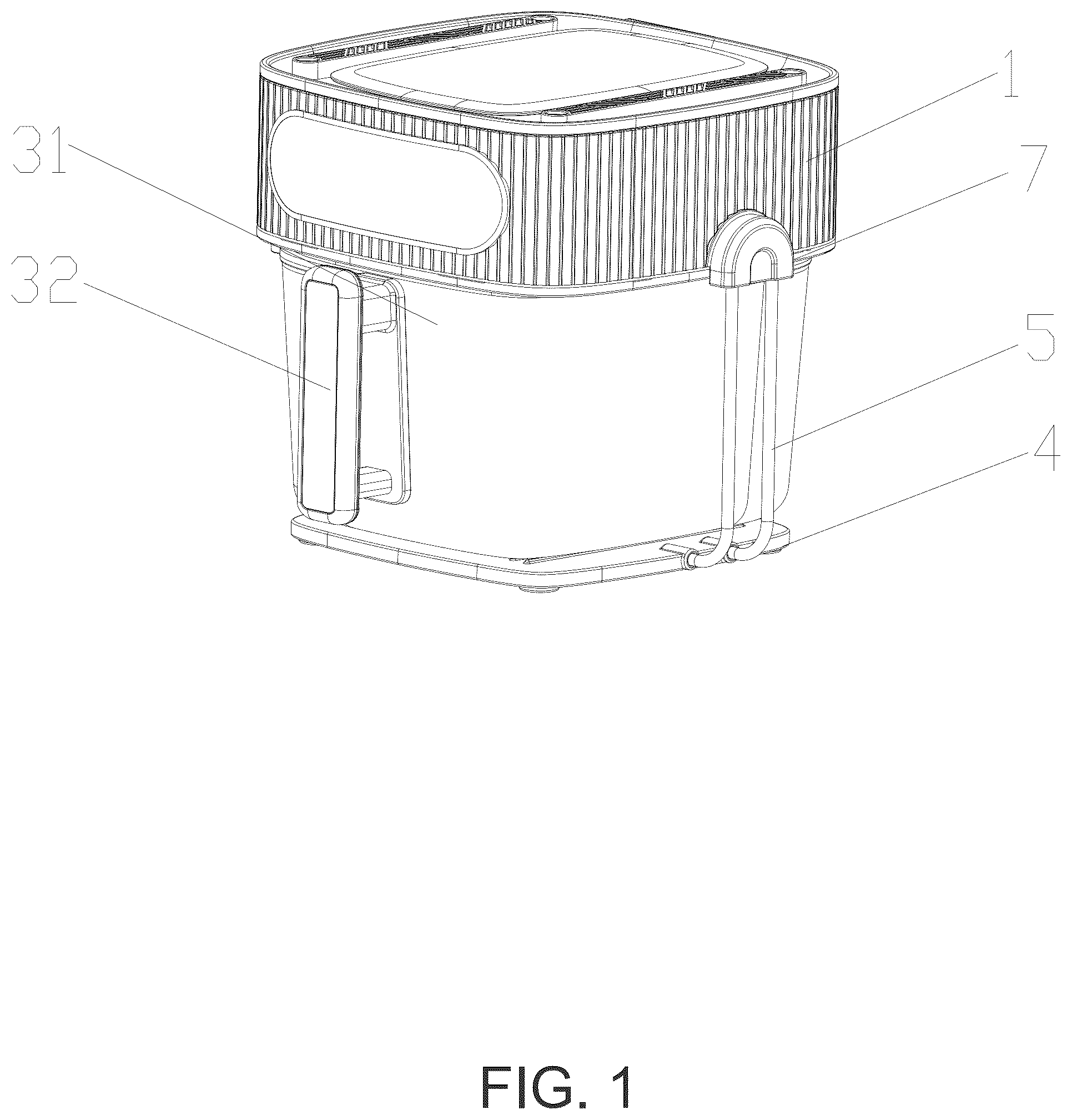 Patent US12376700 Figure 1 – Multifunctional air fryer