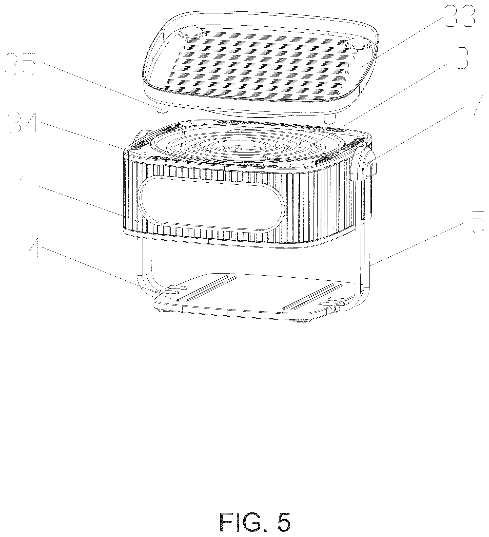 Patent US12376700 Figure 5 – Multifunctional air fryer