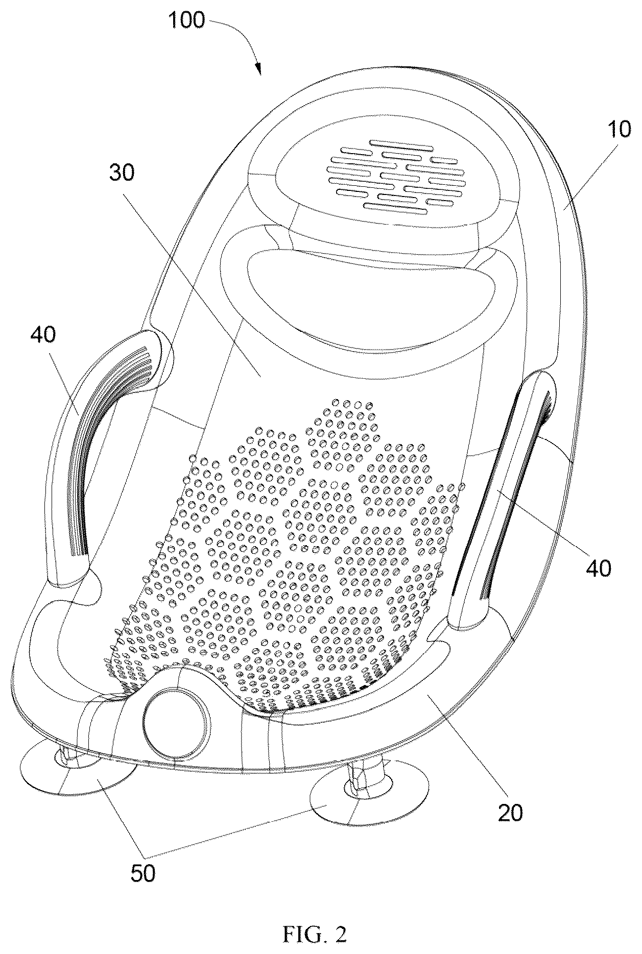 Patent US12376708 Figure 2 – Baby bath support device