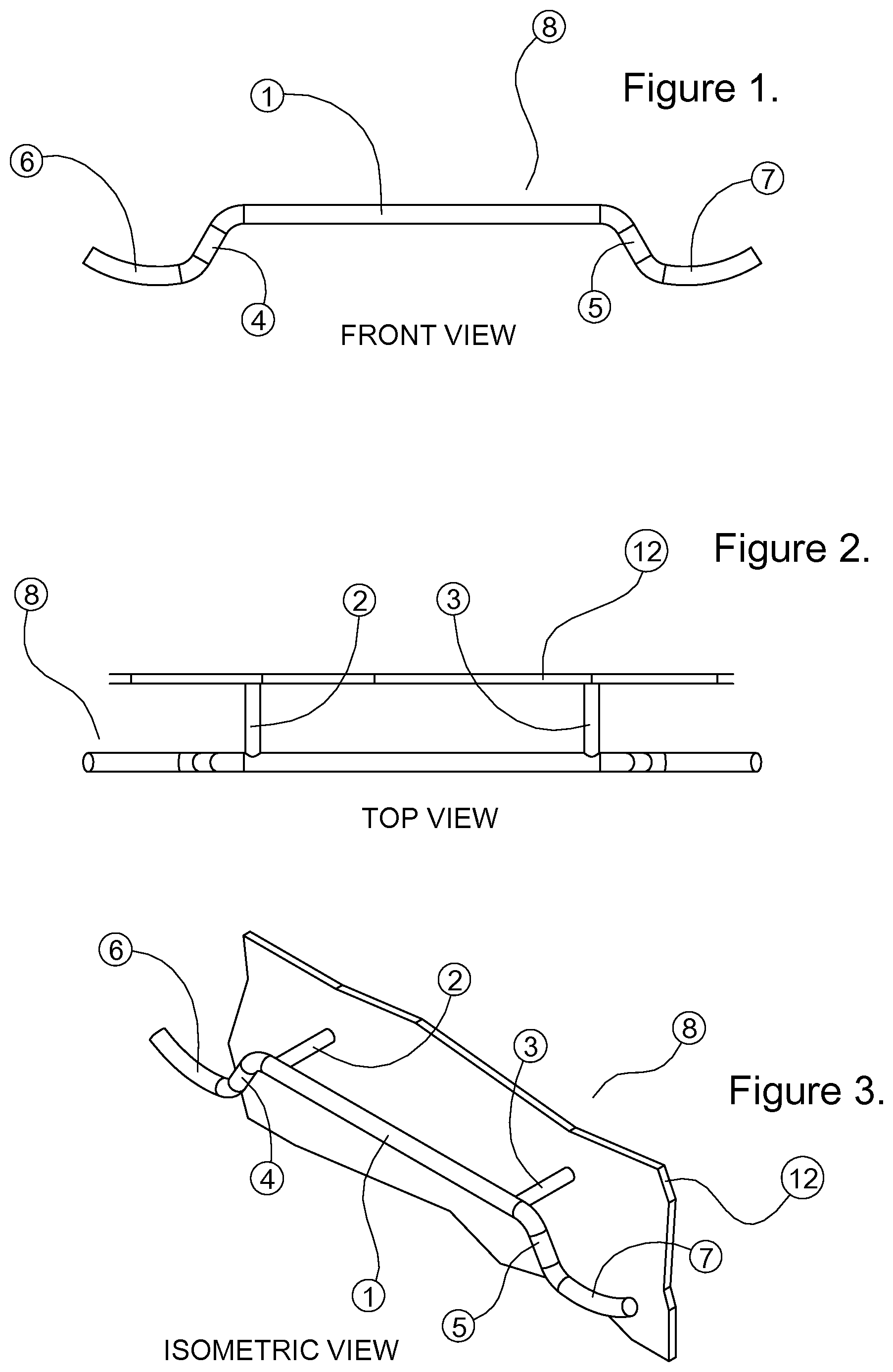 Patent US12376712 Figure 1 – Hooked towel rod and method