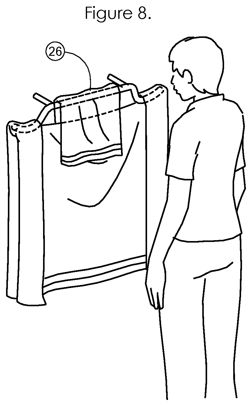 Patent US12376712 Figure 3 – Hooked towel rod and method