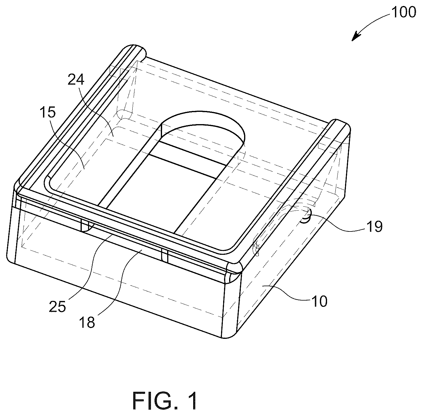 Patent US12376714 Figure 1 – Portable casing for sanitary products