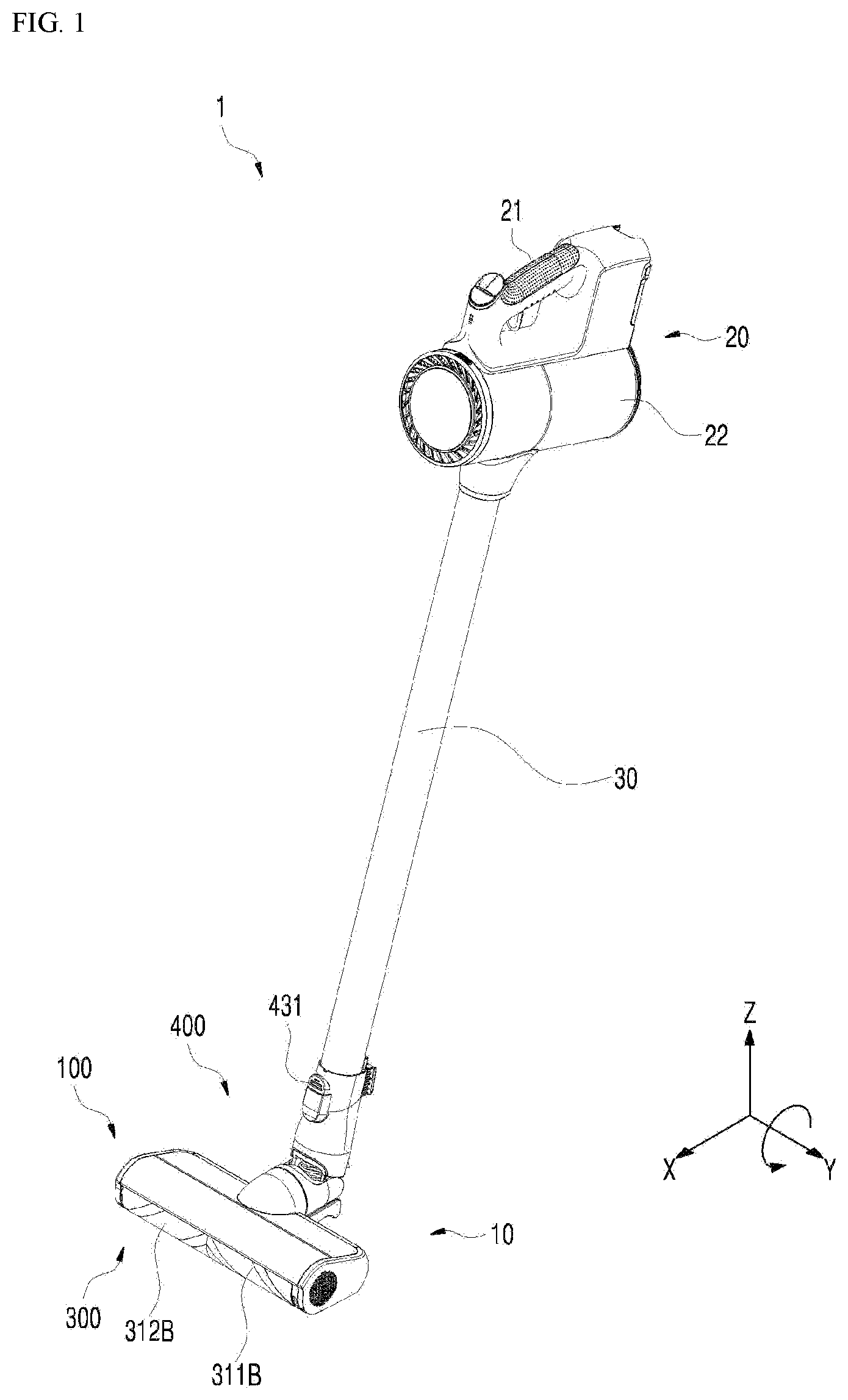 Patent US12376719 Figure 1 – Vacuum cleaner