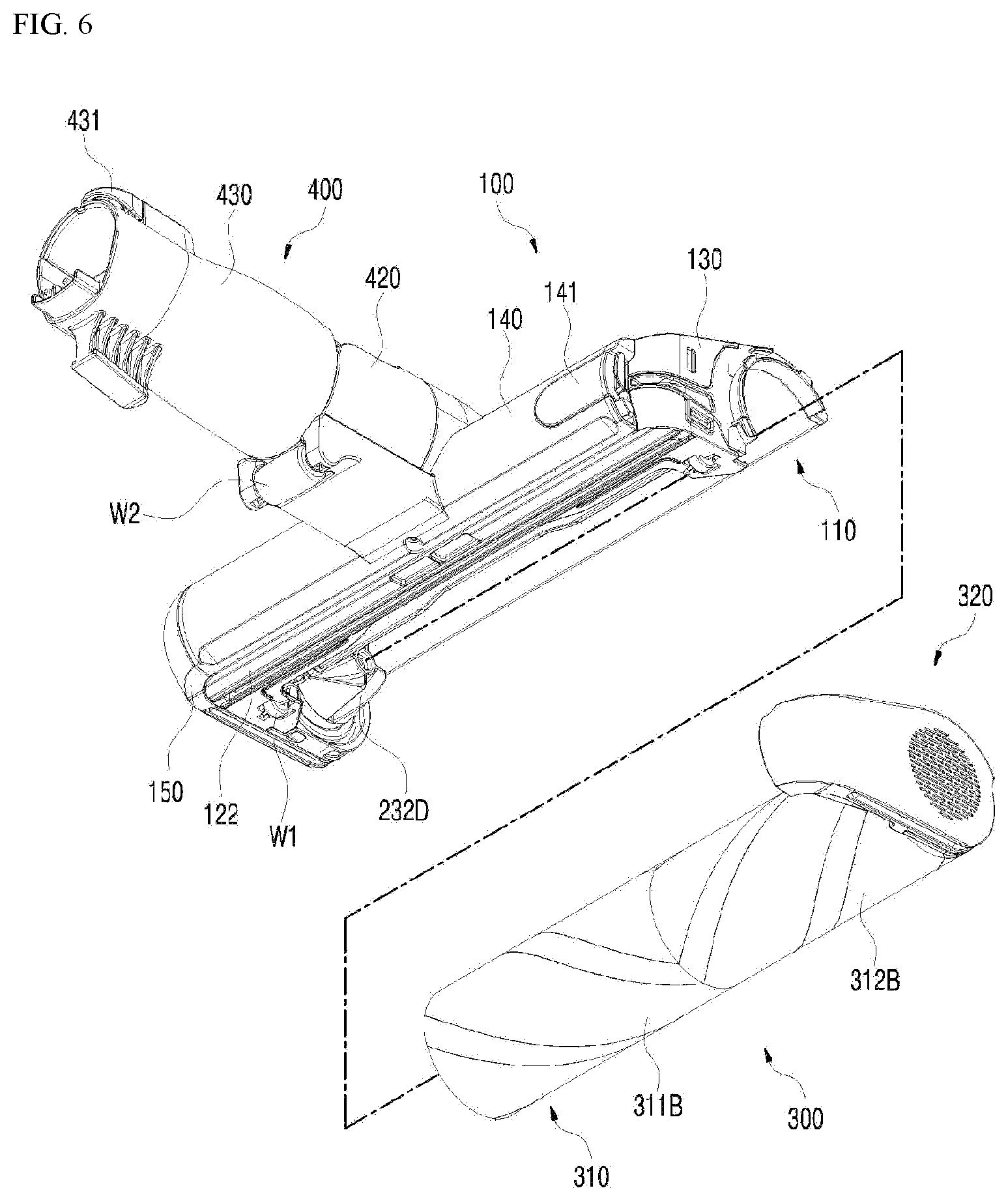 Patent US12376719 Figure 6 – Vacuum cleaner